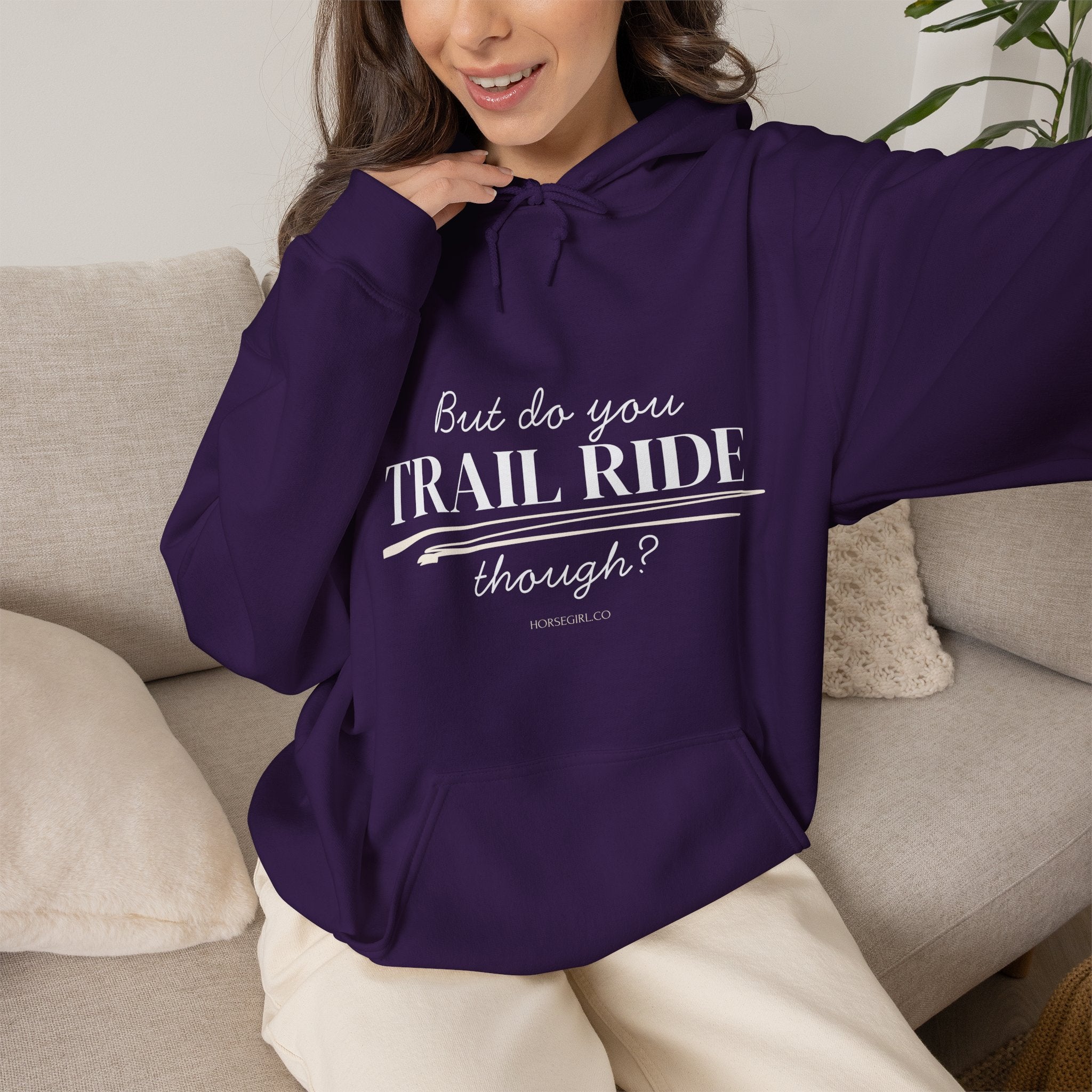 Trail Ride Hoodie — "But do you TRAIL RIDE though?" Casual Trail Riding Pullover