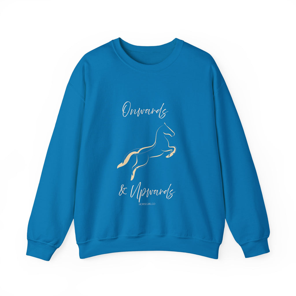 Minimal Gold Horse Outline Crewneck Sweatshirt - Motivational text - Onwards and Upwards