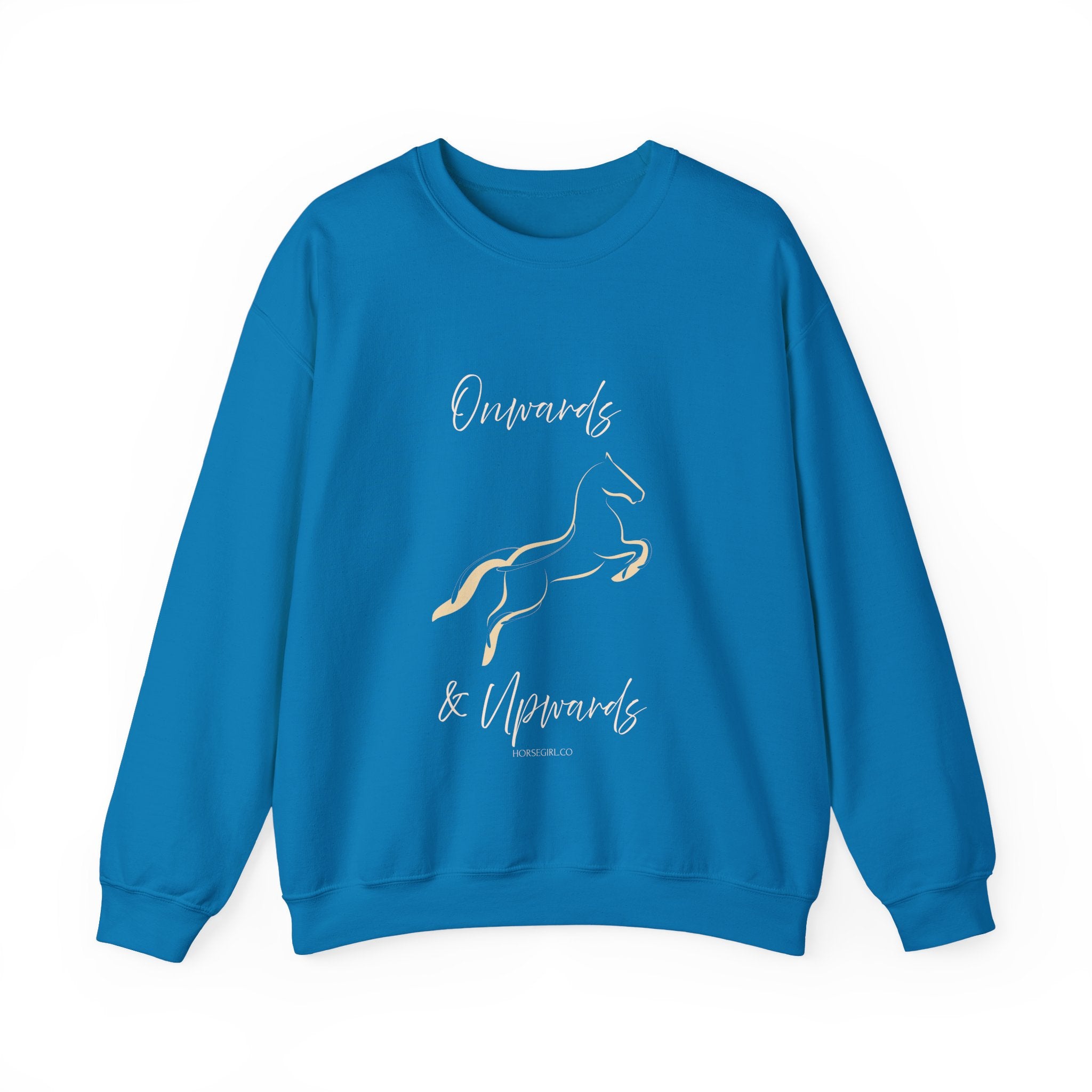 Minimal Gold Horse Outline Crewneck Sweatshirt - Motivational text - Onwards and Upwards