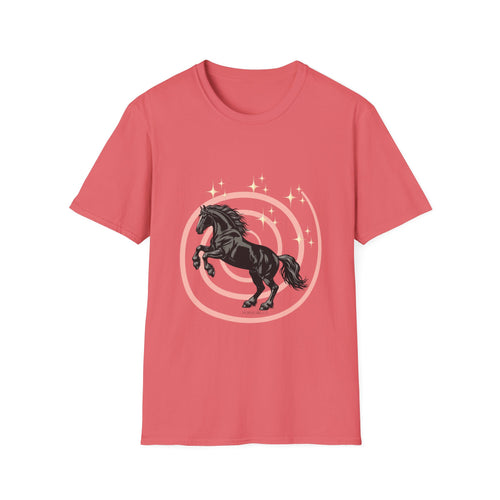 Black Horse Graphic T-Shirt — Majestic Stallion Retro Circle Design