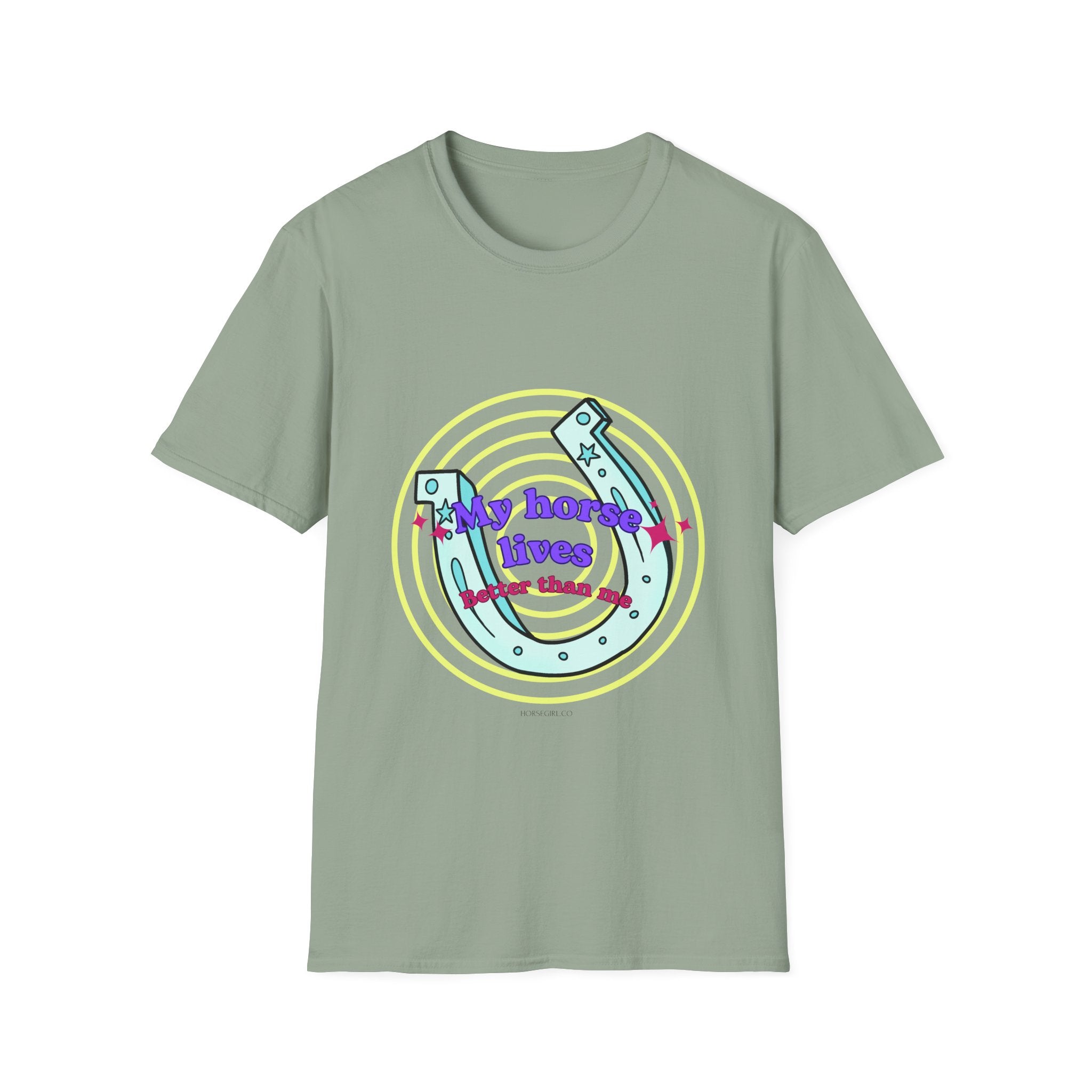 My Horse Lives Better Than Me  T-Shirt — Colorful Horseshoe Tee