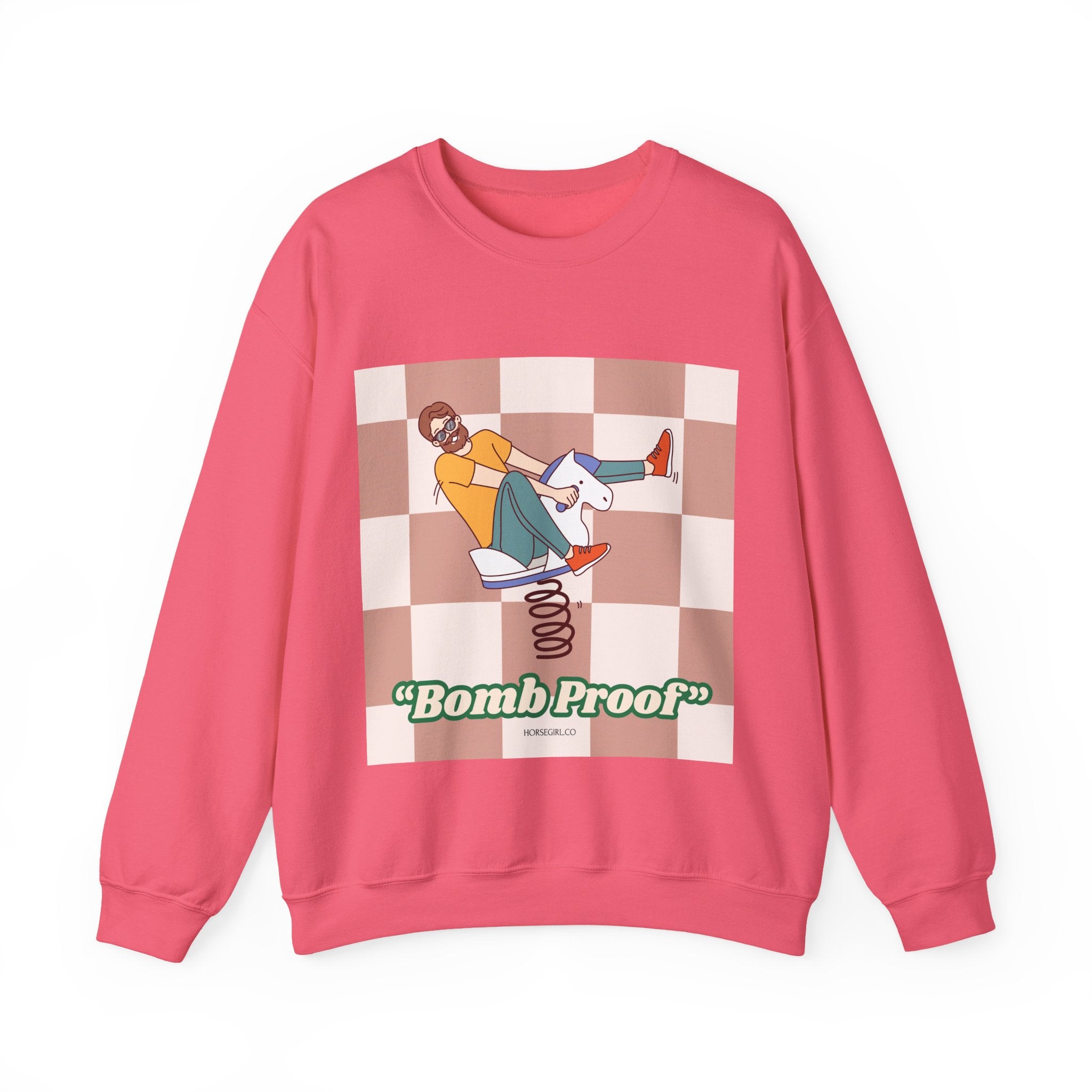 Bomb Proof Crewneck Sweatshirt — Retro Skate Cartoon Graphic Pullover
