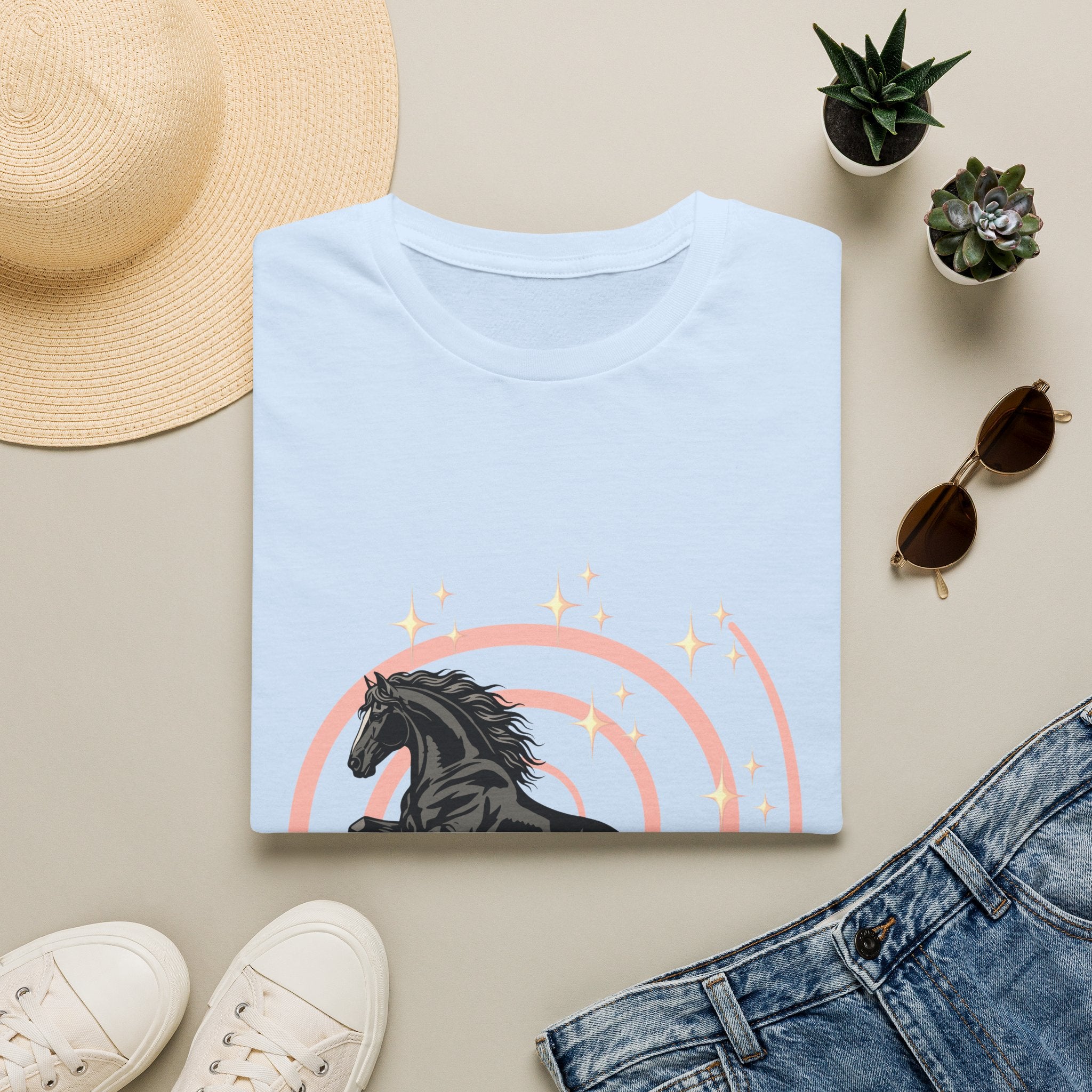 Black Horse Graphic T-Shirt — Majestic Stallion Retro Circle Design