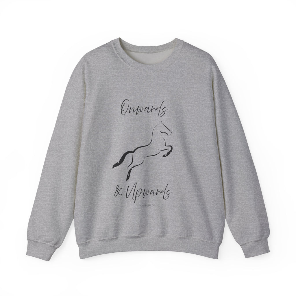 Leaping Horse Sweatshirt — ‘Onwards & Upwards’ Minimal Horse Graphic - Equestrian attire for women