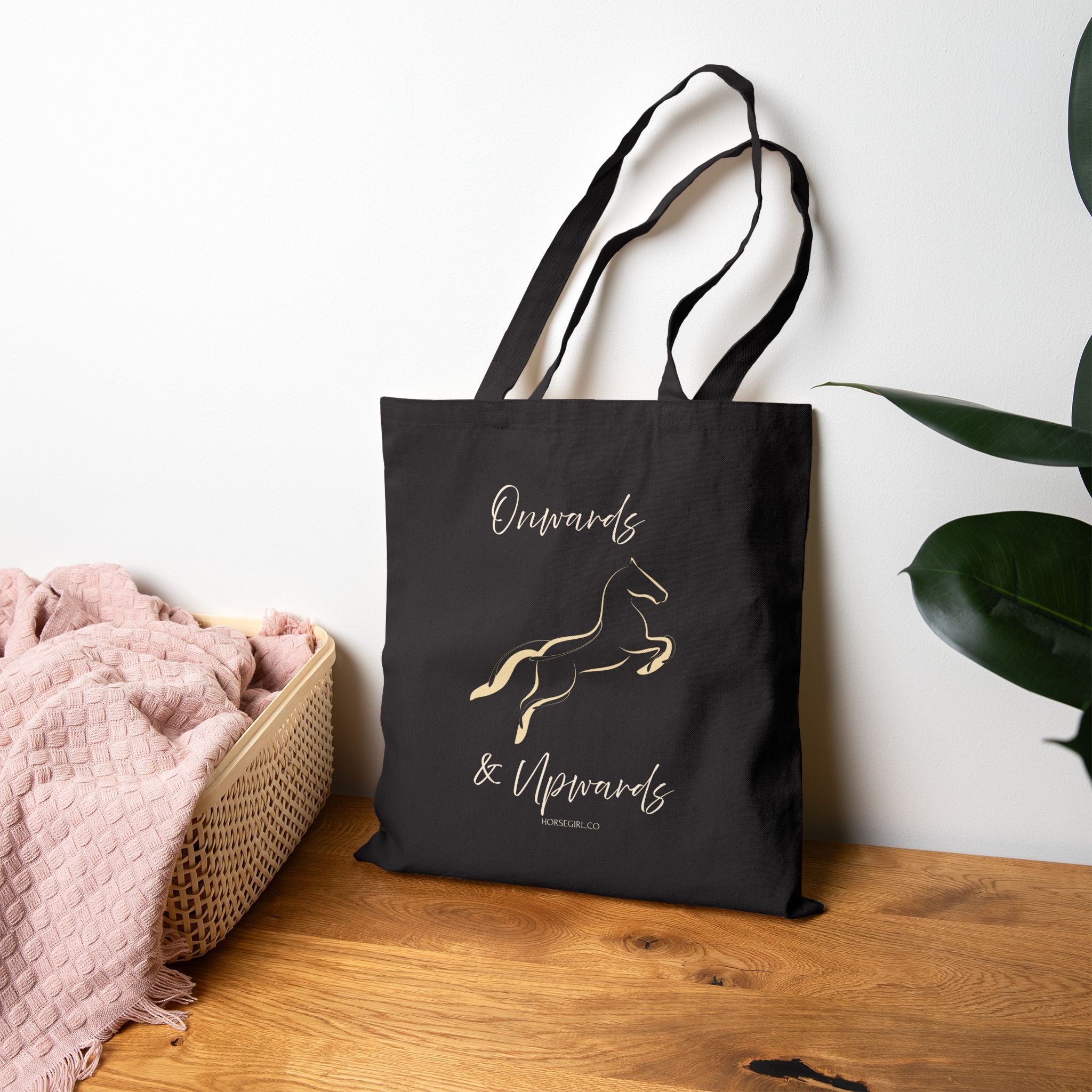Canvas Tote — "Onwards & Upwards" Gold Horse Inspirational Shopper