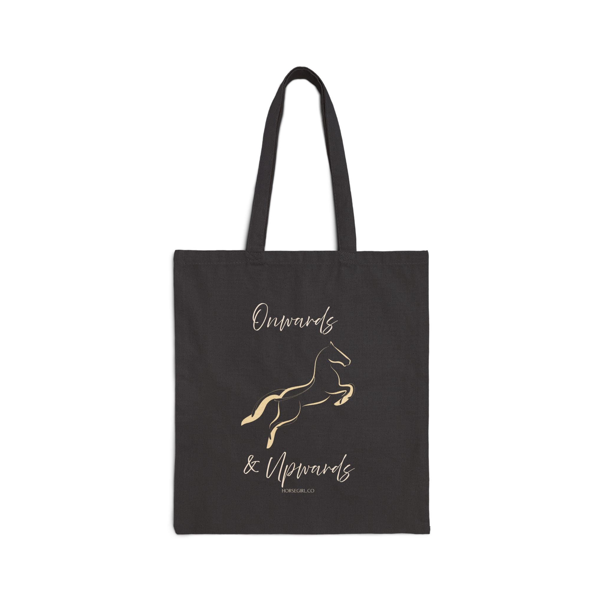 Canvas Tote — "Onwards & Upwards" Gold Horse Inspirational Shopper