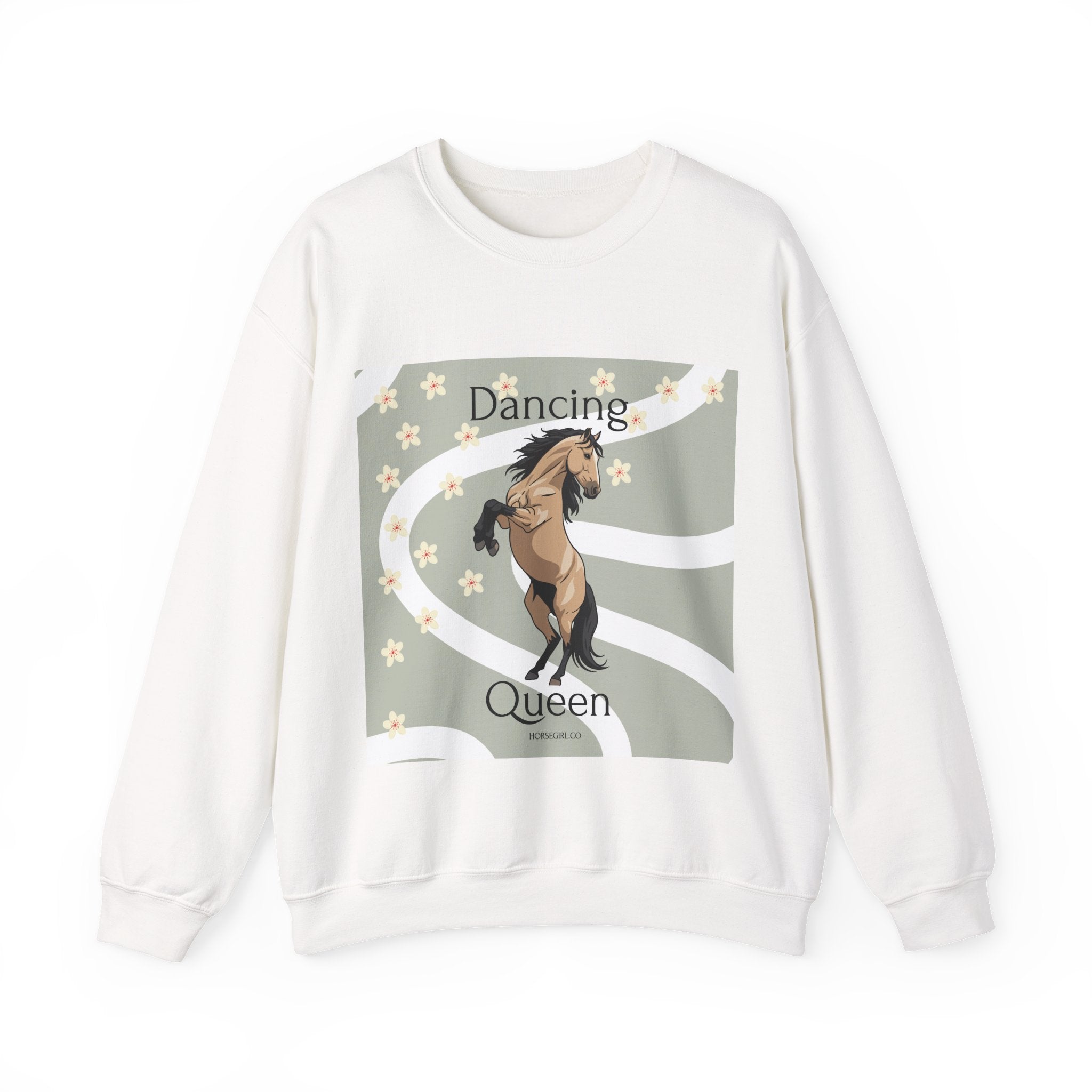 Dancing Queen Horse Crewneck Sweatshirt – Retro Floral Equestrian Pullover