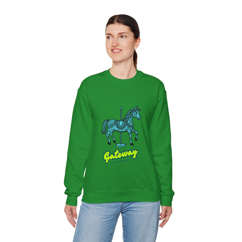 Carousel Horse Sweatshirt — "Gateway to Happiness" Graphic Crewneck