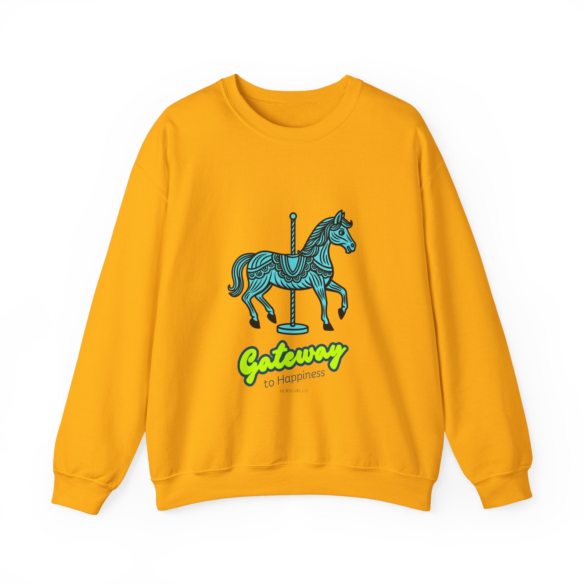 Carousel Horse Sweatshirt — "Gateway to Happiness" Graphic Crewneck