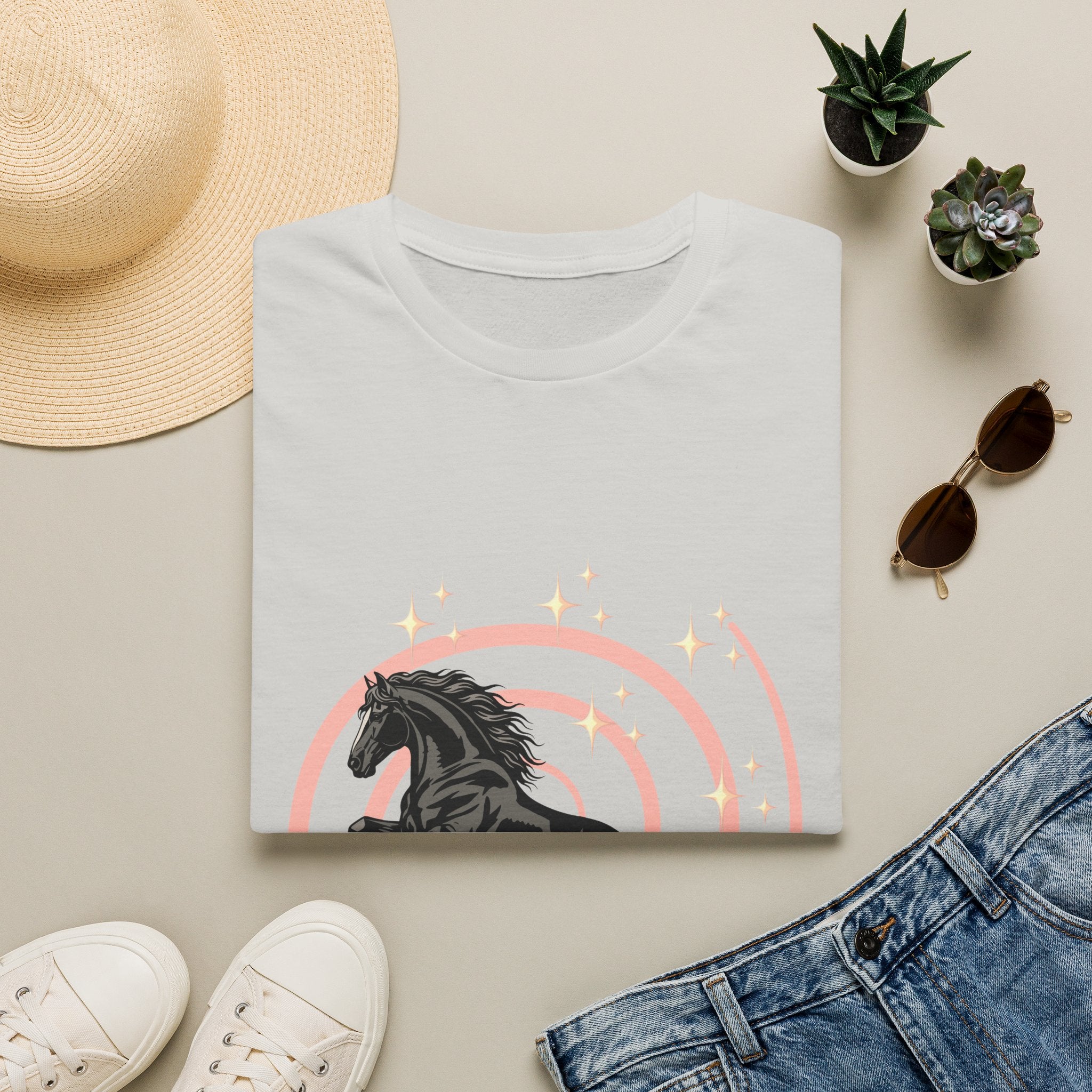 Black Horse Graphic T-Shirt — Majestic Stallion Retro Circle Design