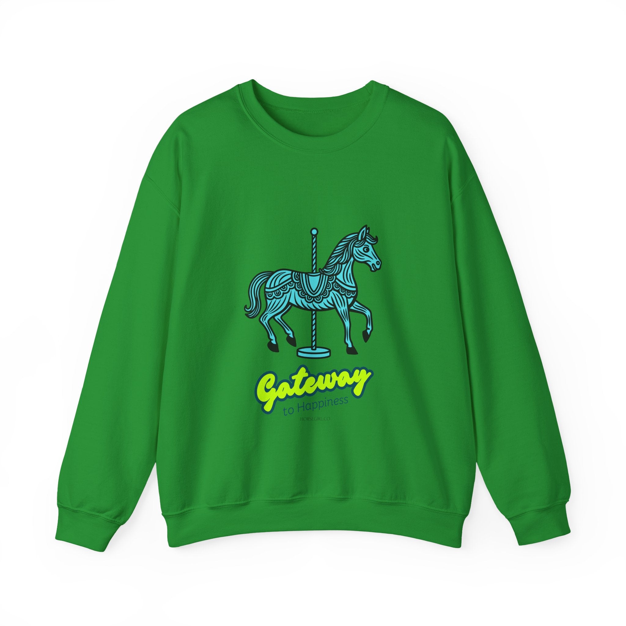 Carousel Horse Sweatshirt — "Gateway to Happiness" Graphic Crewneck