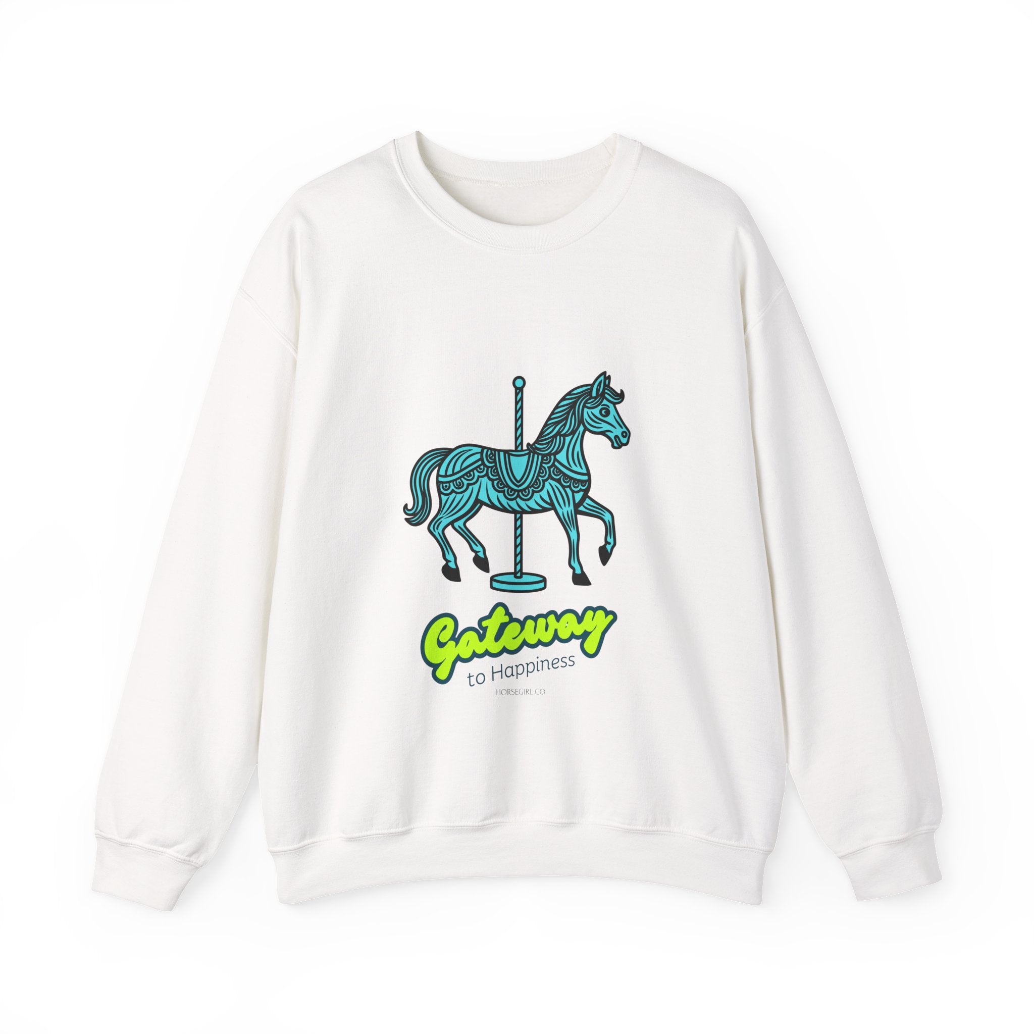 Carousel Horse Sweatshirt — "Gateway to Happiness" Graphic Crewneck