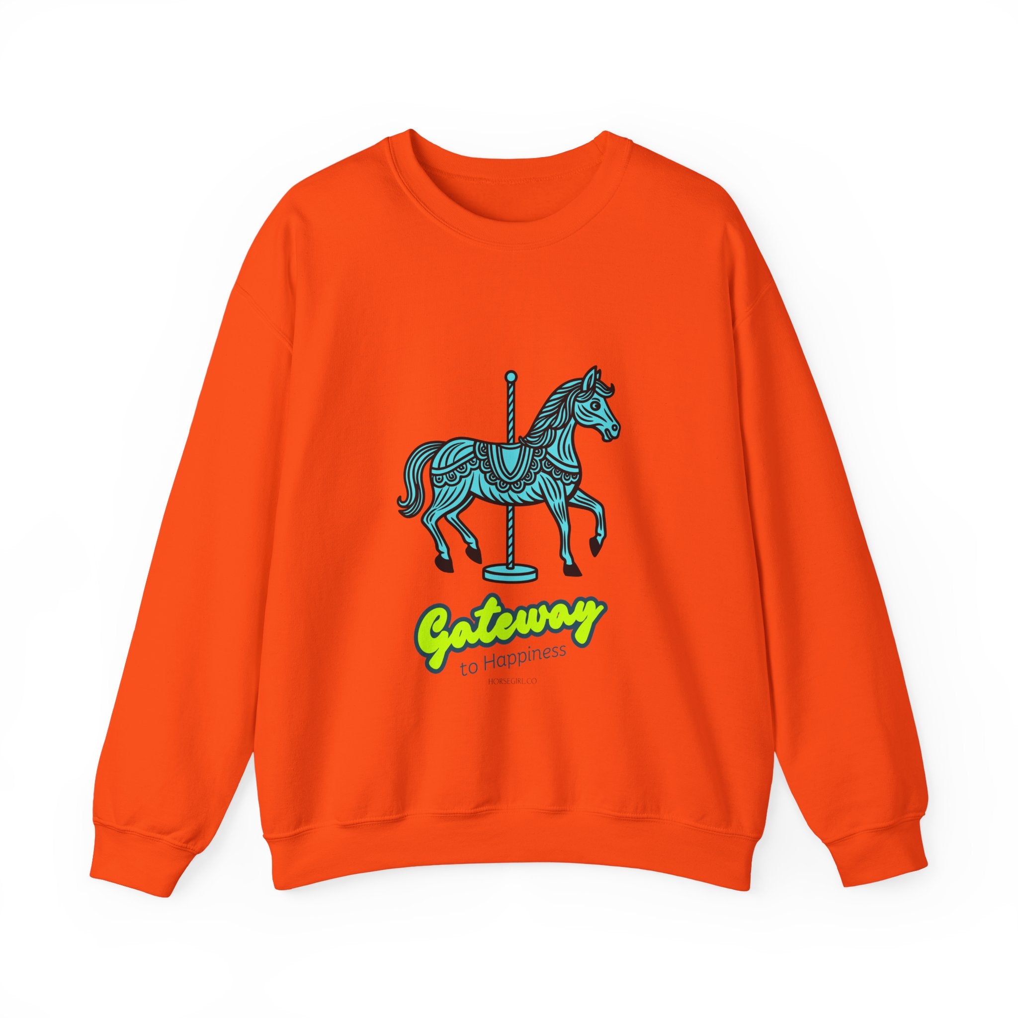 Carousel Horse Sweatshirt — "Gateway to Happiness" Graphic Crewneck