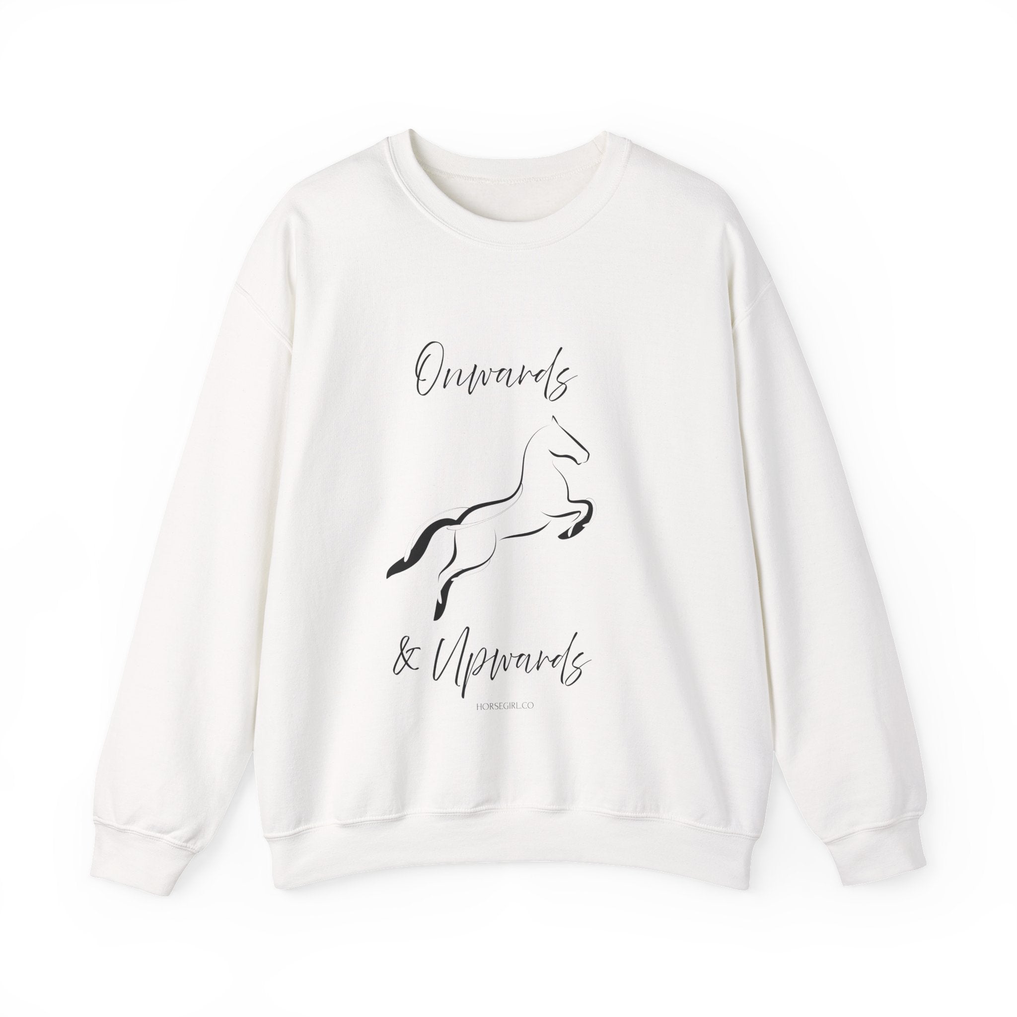 Leaping Horse Sweatshirt — ‘Onwards & Upwards’ Minimal Horse Graphic - Equestrian attire for women