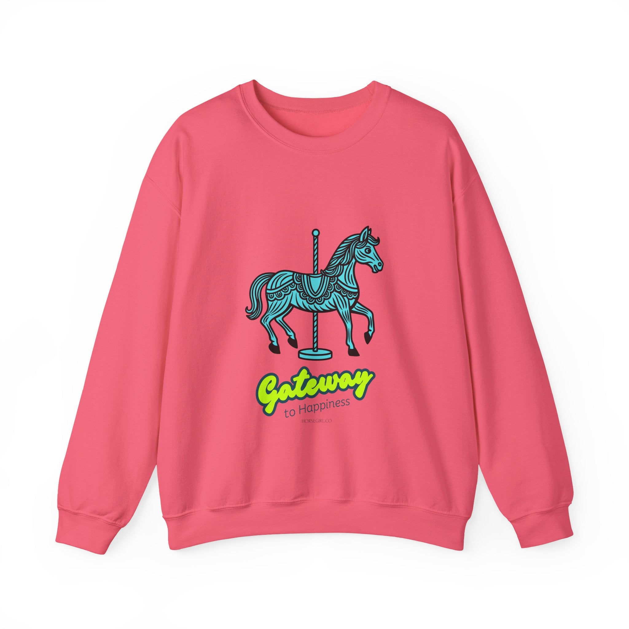 Carousel Horse Sweatshirt — "Gateway to Happiness" Graphic Crewneck