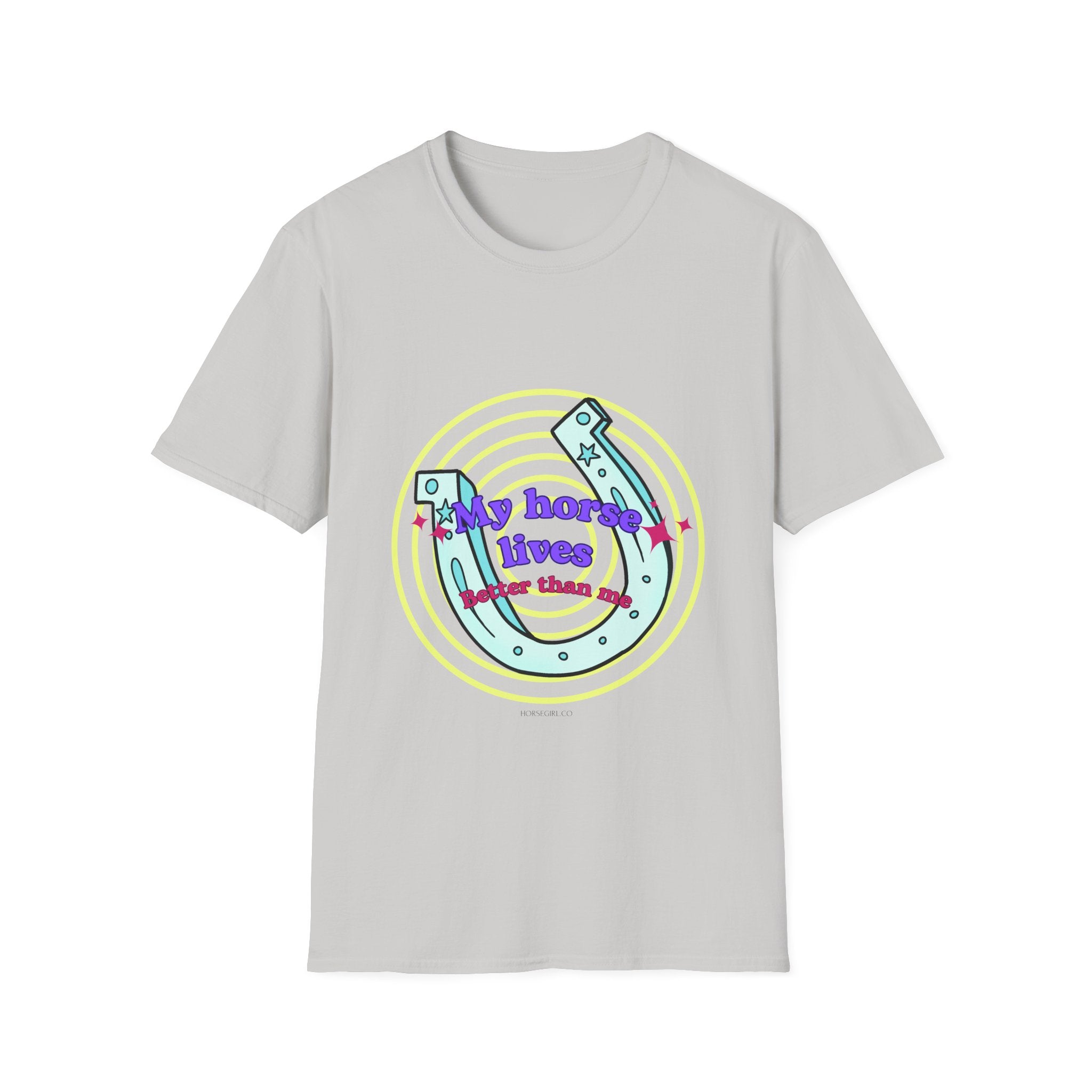 My Horse Lives Better Than Me  T-Shirt — Colorful Horseshoe Tee
