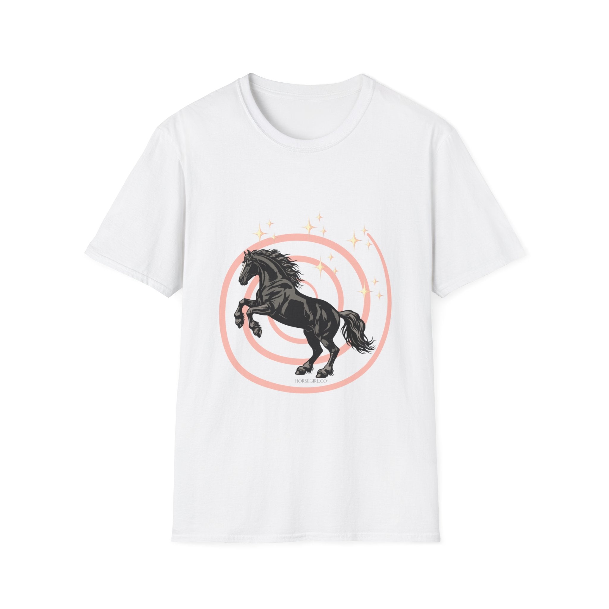 Black Horse Graphic T-Shirt — Majestic Stallion Retro Circle Design