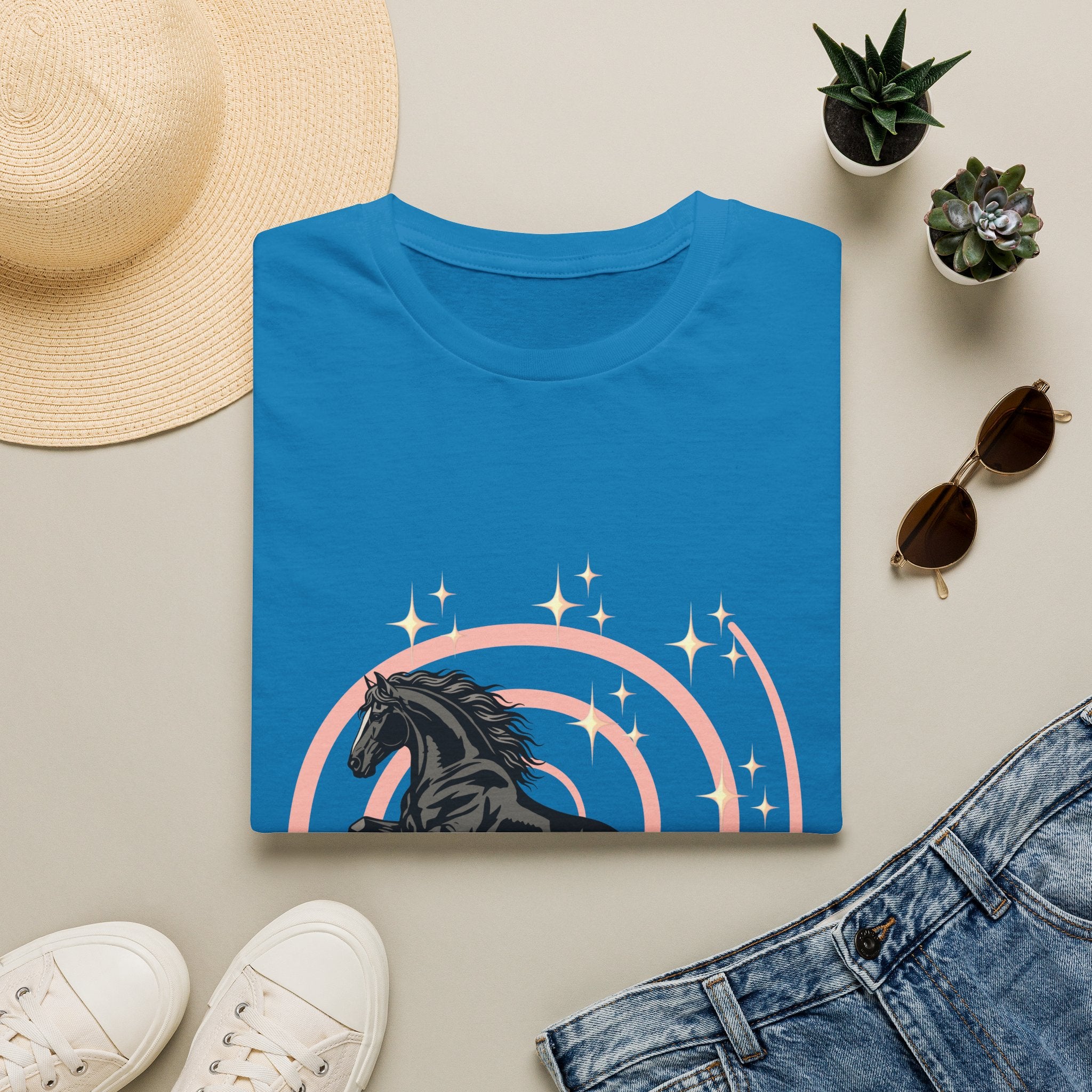 Black Horse Graphic T-Shirt — Majestic Stallion Retro Circle Design