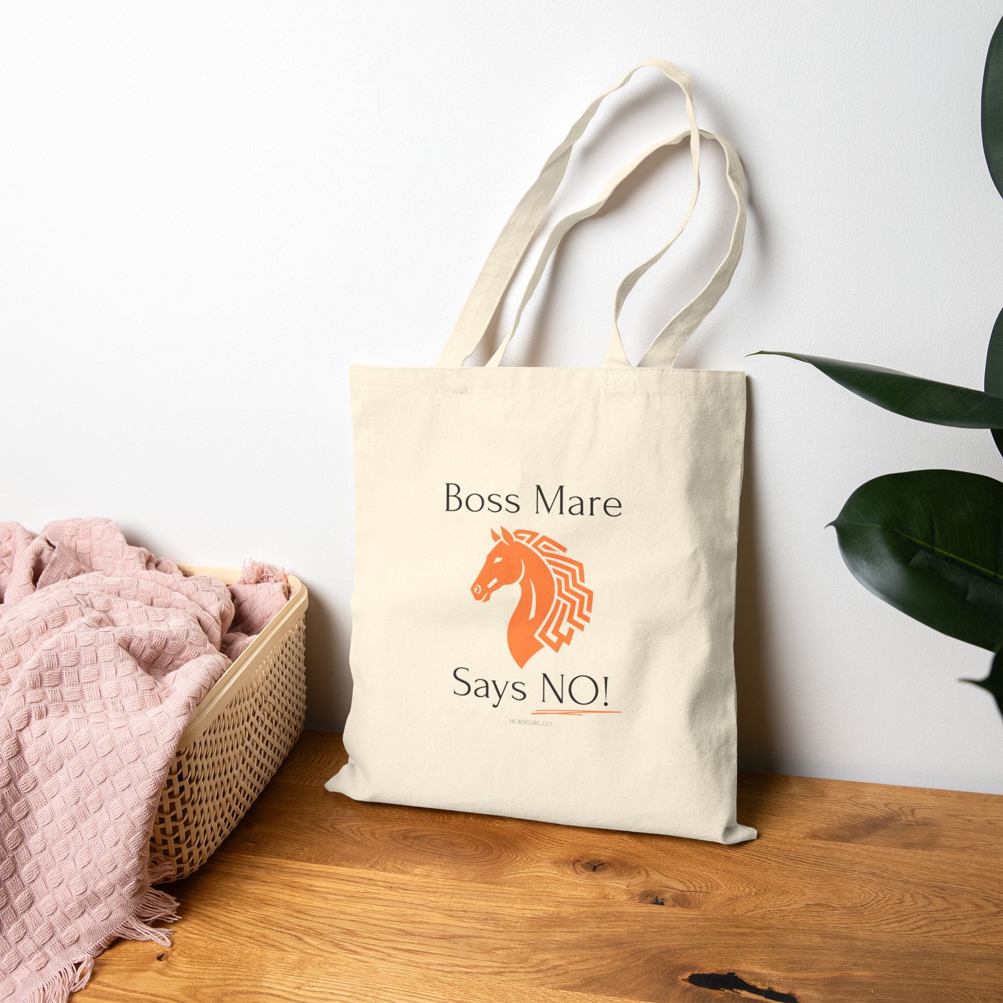 Boss Mare Says NO! Canvas Tote Bag — Funny Horse Lover Grocery Tote