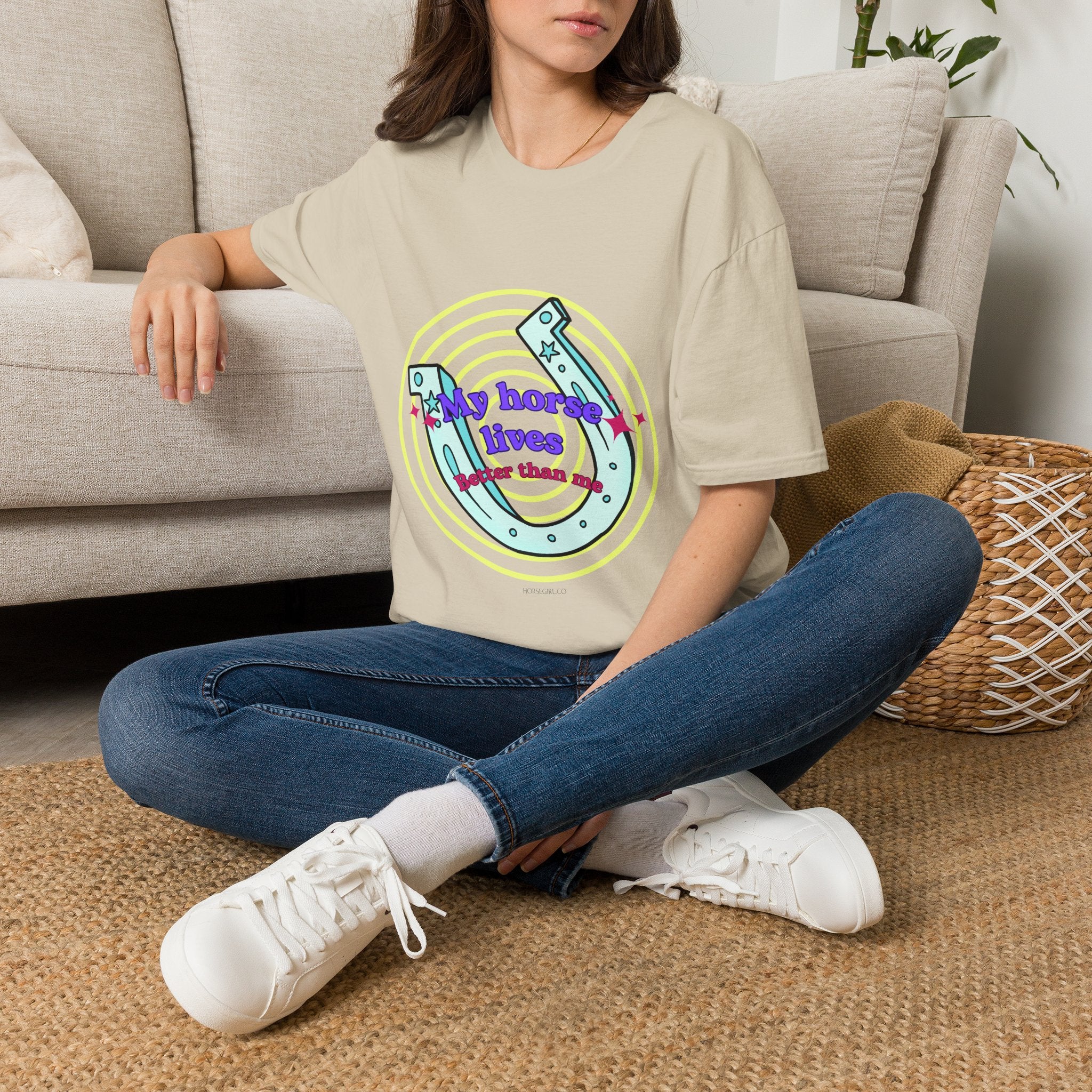 My Horse Lives Better Than Me  T-Shirt — Colorful Horseshoe Tee