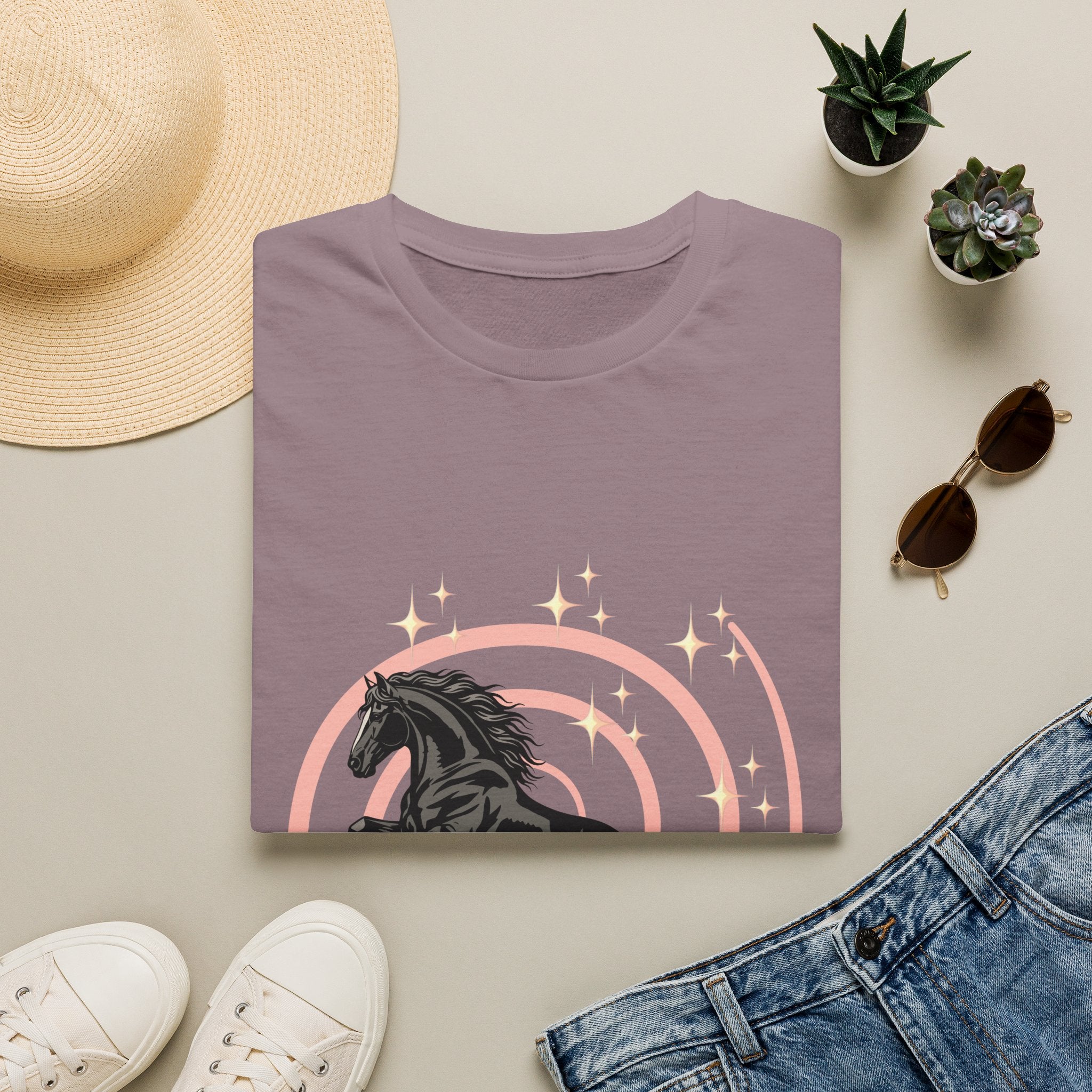 Black Horse Graphic T-Shirt — Majestic Stallion Retro Circle Design