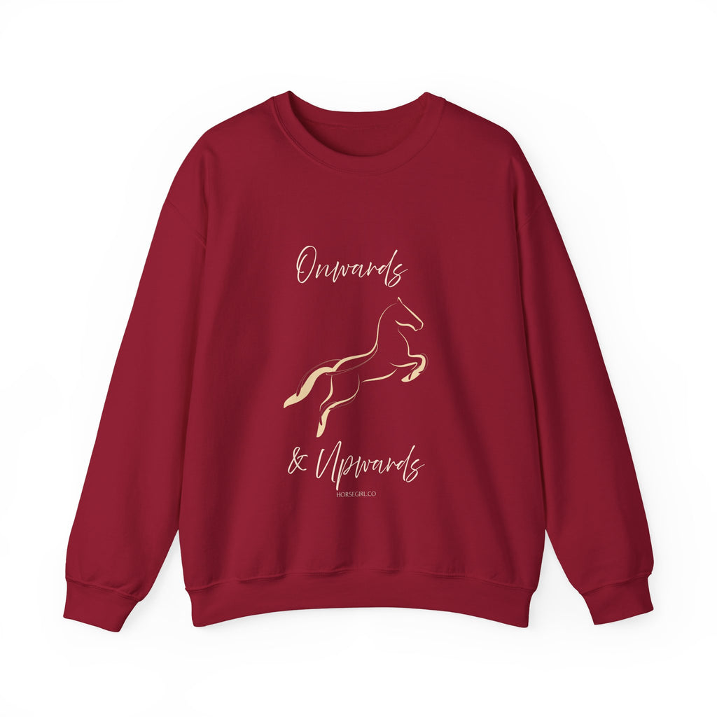 Minimal Gold Horse Outline Crewneck Sweatshirt - Motivational text - Onwards and Upwards
