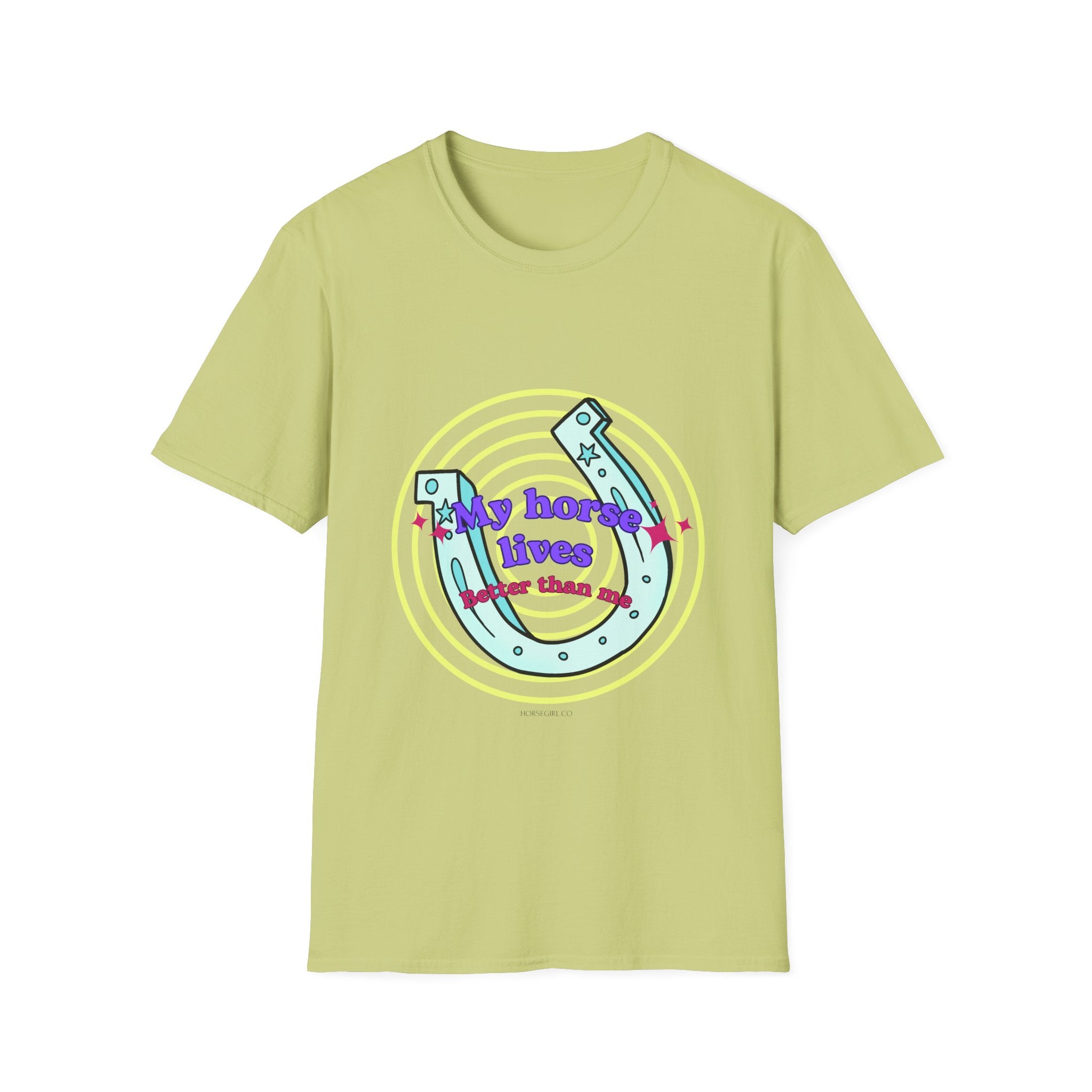 My Horse Lives Better Than Me  T-Shirt — Colorful Horseshoe Tee