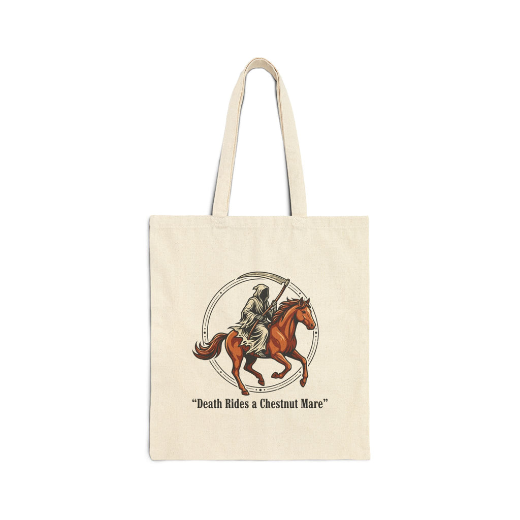 Horse Riding Tote Bag — “Death Rides a Chestnut Mare” Grim Reaper Horse Tote