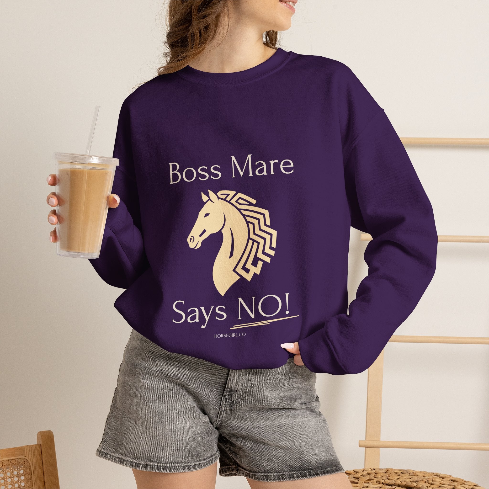 Boss Mare Says NO! Horse Lover Crewneck Sweatshirt