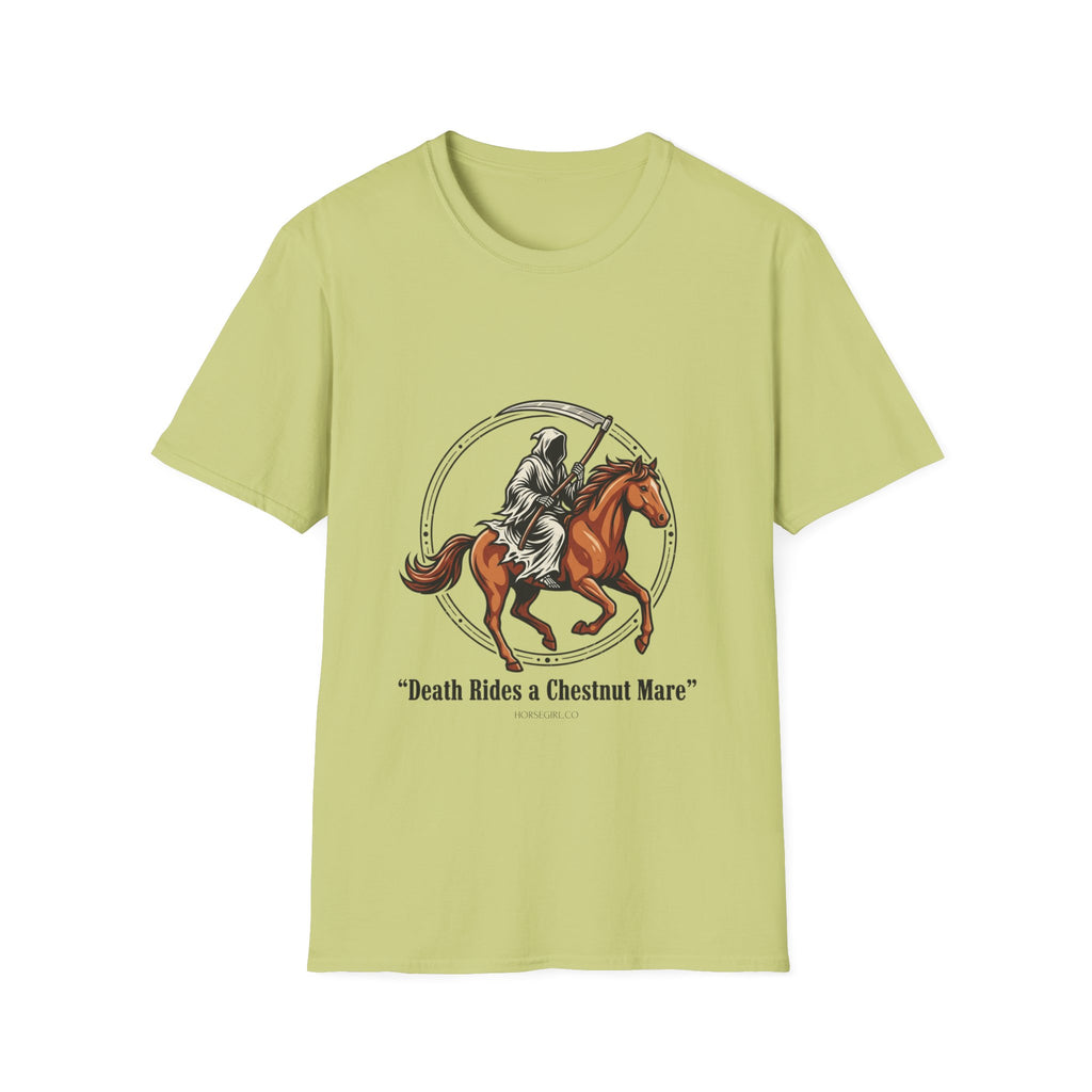 Death Rides a Chestnut Mare T-Shirt — Grim Reaper Horse T Shirt for Women