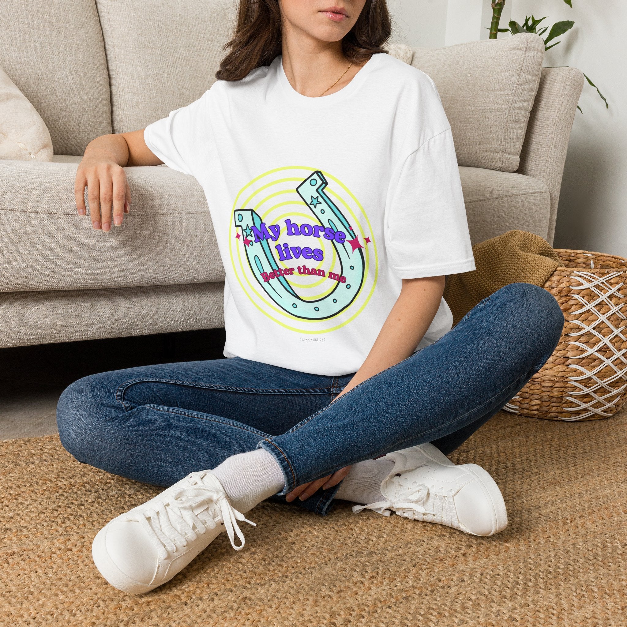 My Horse Lives Better Than Me  T-Shirt — Colorful Horseshoe Tee
