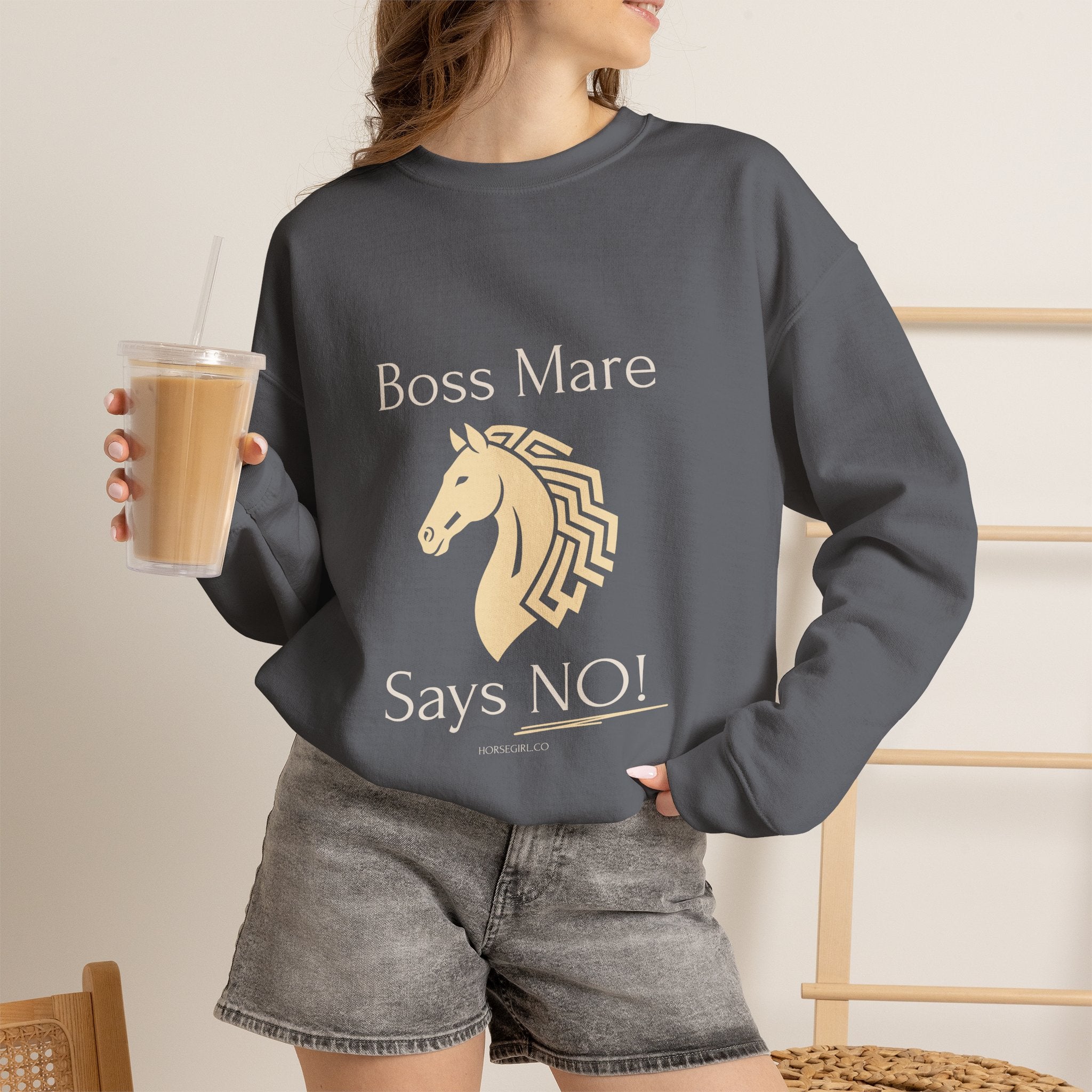 Boss Mare Says NO! Horse Lover Crewneck Sweatshirt