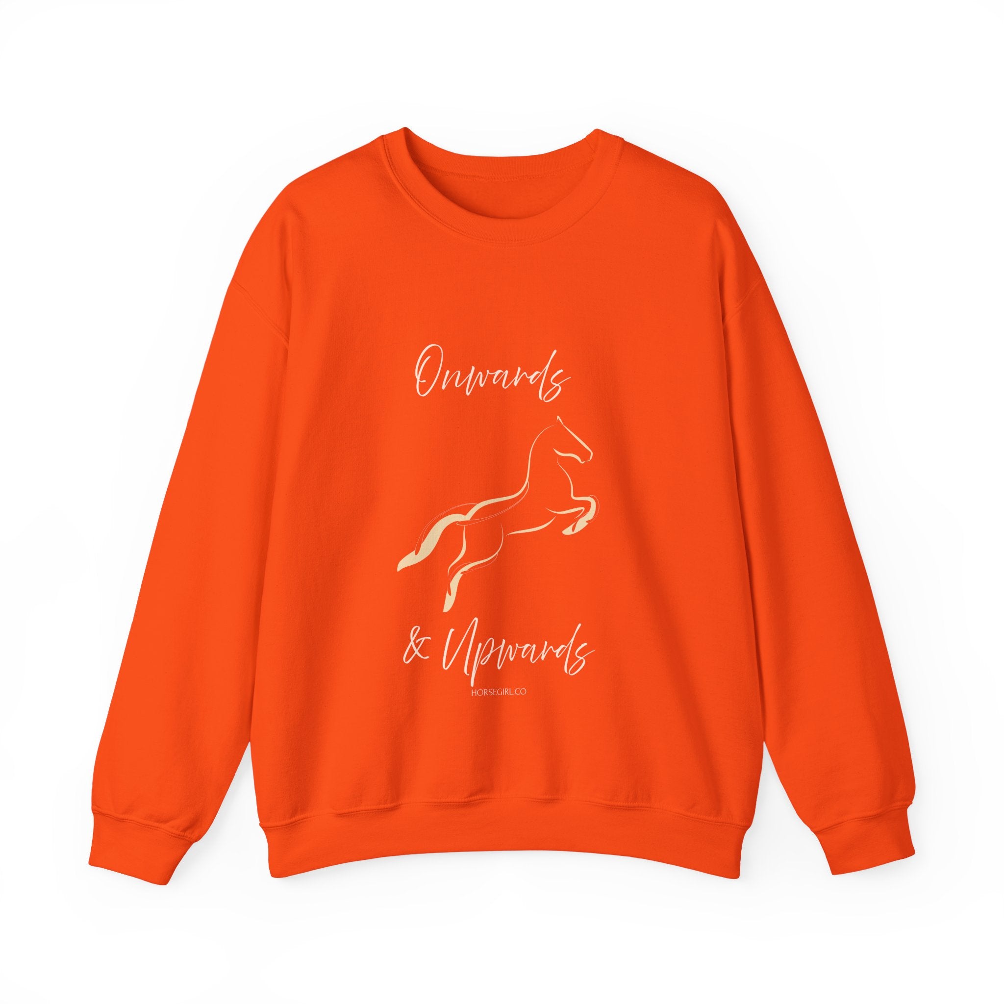 Minimal Gold Horse Outline Crewneck Sweatshirt - Motivational text - Onwards and Upwards