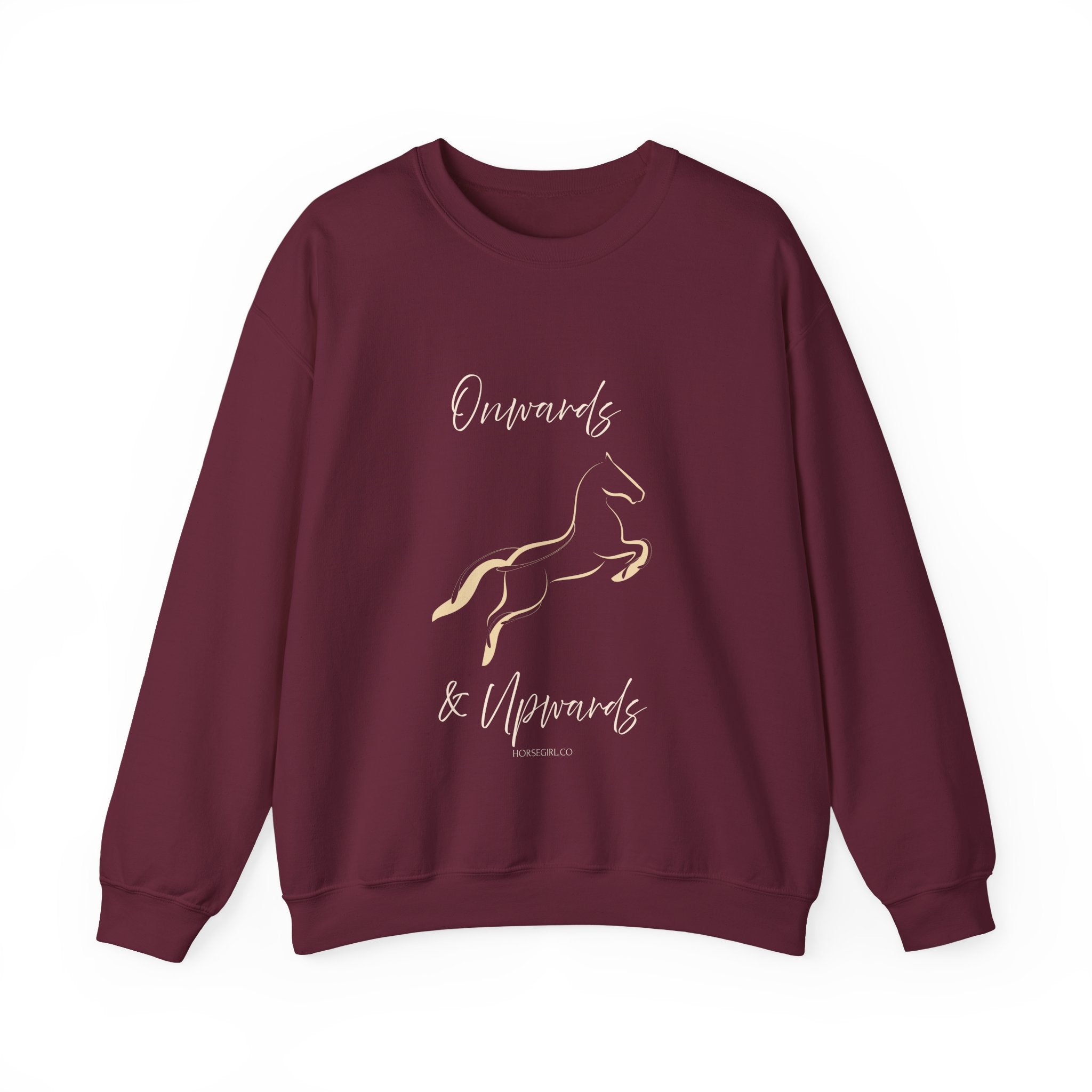Minimal Gold Horse Outline Crewneck Sweatshirt - Motivational text - Onwards and Upwards