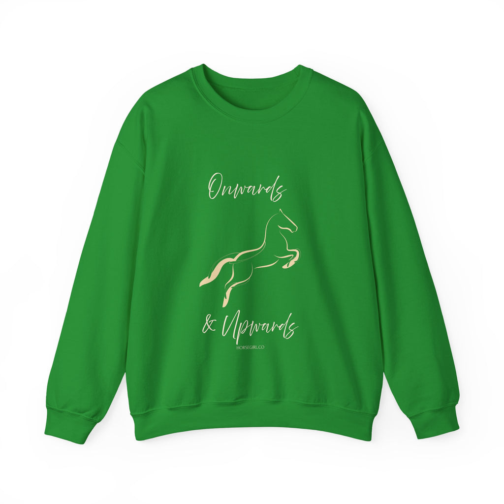 Minimal Gold Horse Outline Crewneck Sweatshirt - Motivational text - Onwards and Upwards