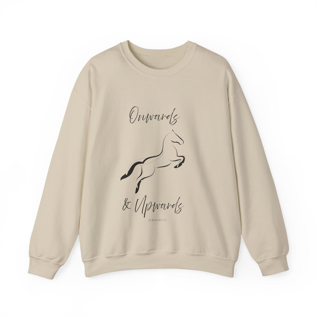 Leaping Horse Sweatshirt — ‘Onwards & Upwards’ Minimal Horse Graphic - Equestrian attire for women