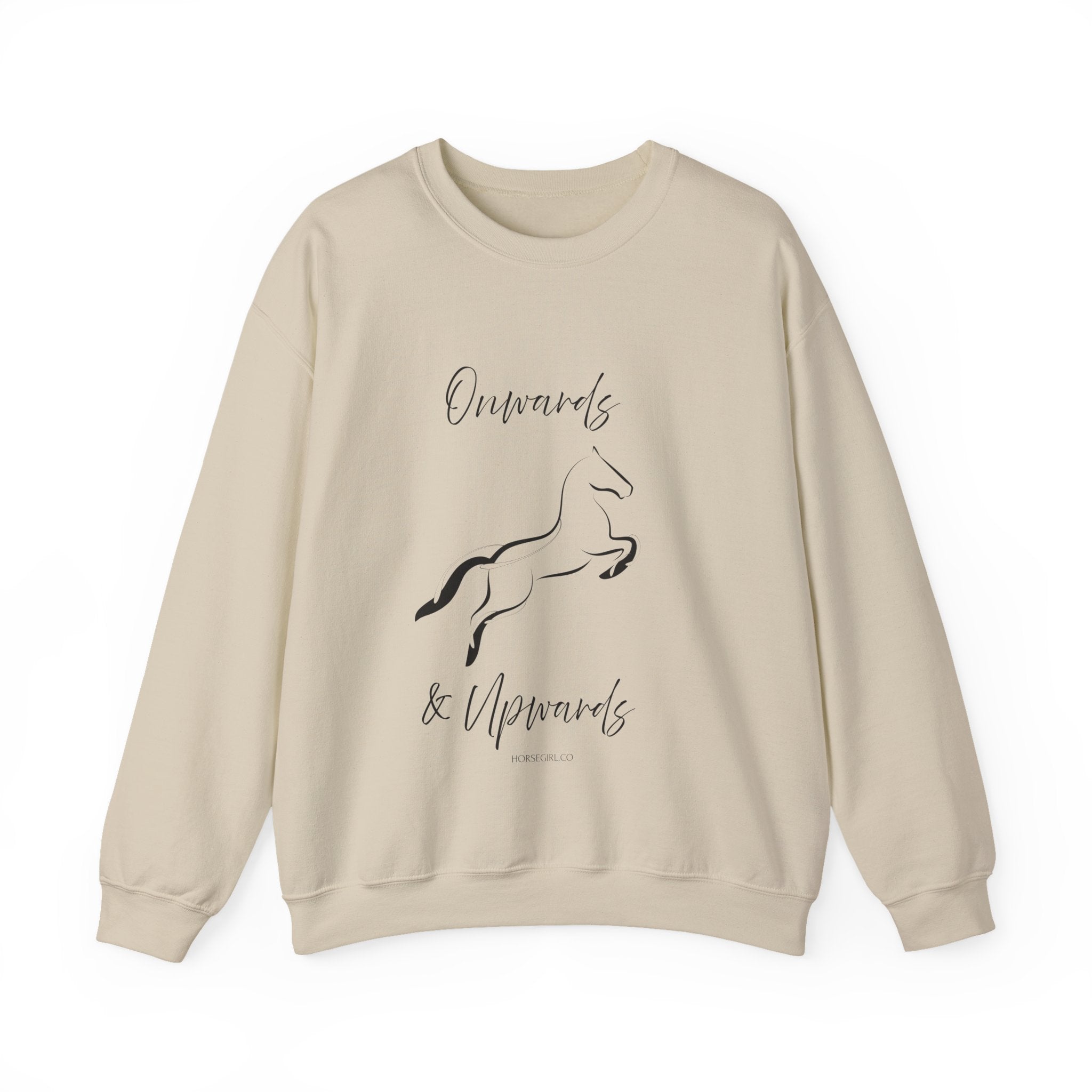 Leaping Horse Sweatshirt — ‘Onwards & Upwards’ Minimal Horse Graphic - Equestrian attire for women