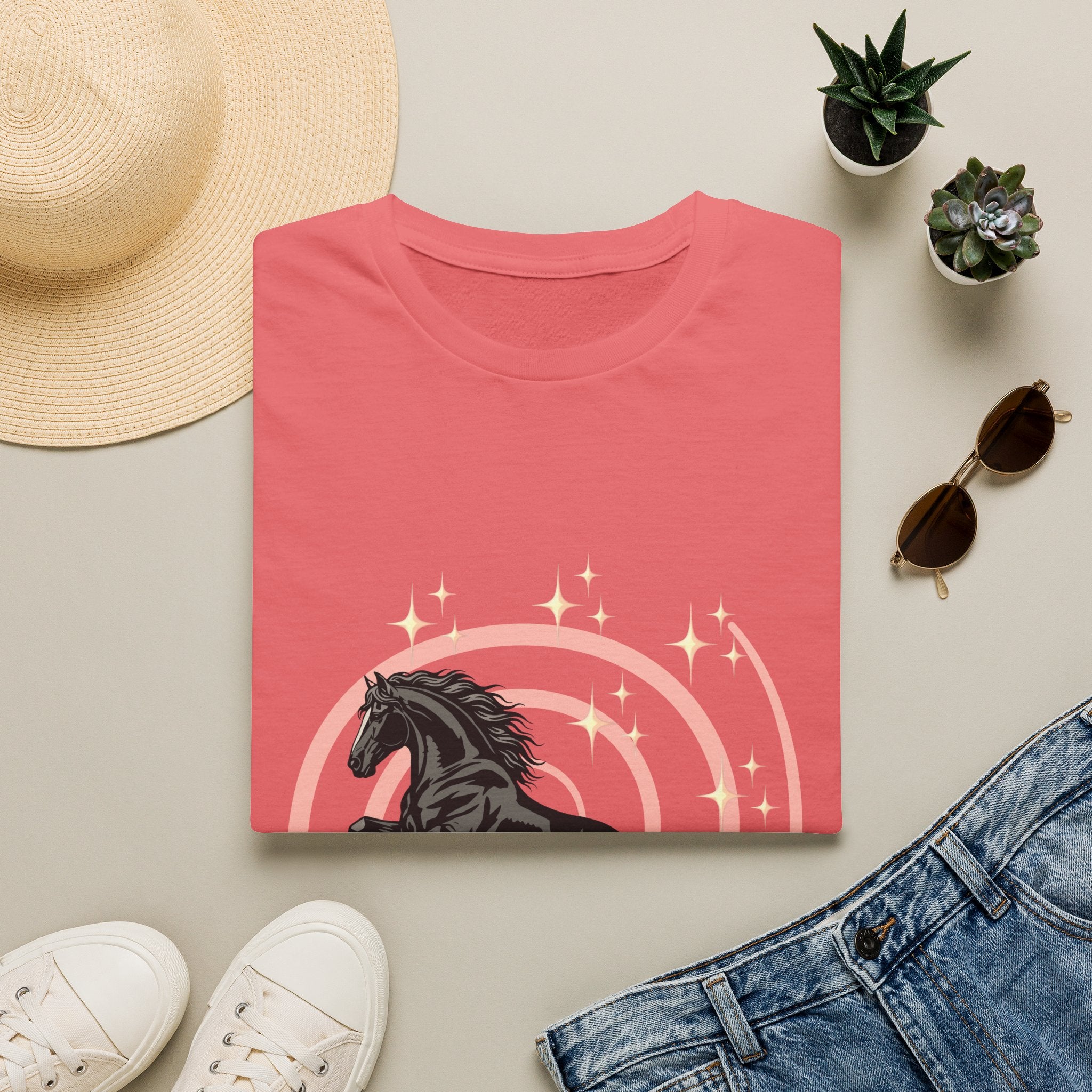 Black Horse Graphic T-Shirt — Majestic Stallion Retro Circle Design