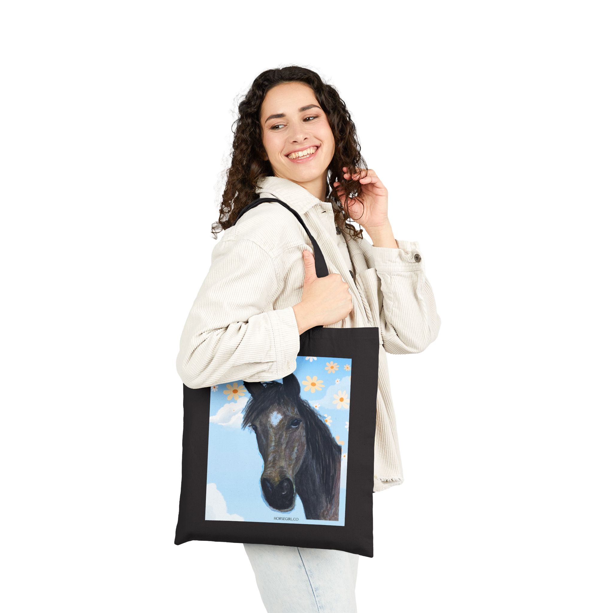 Horse Portrait Canvas Tote Bag — Floral Sky Horse Illustration