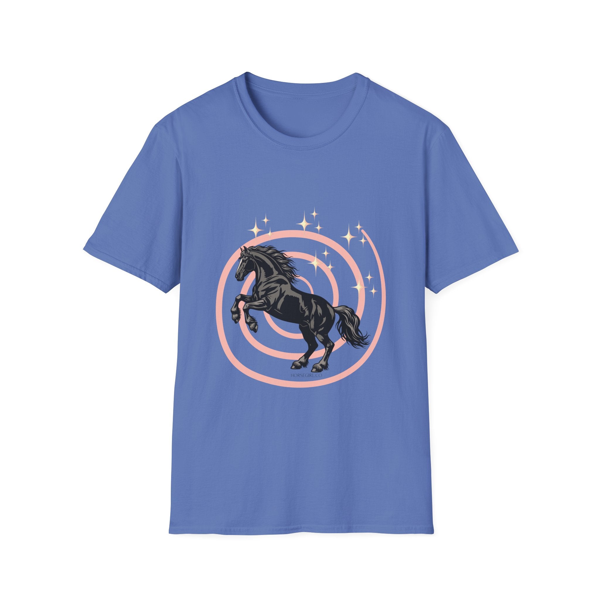 Black Horse Graphic T-Shirt — Majestic Stallion Retro Circle Design