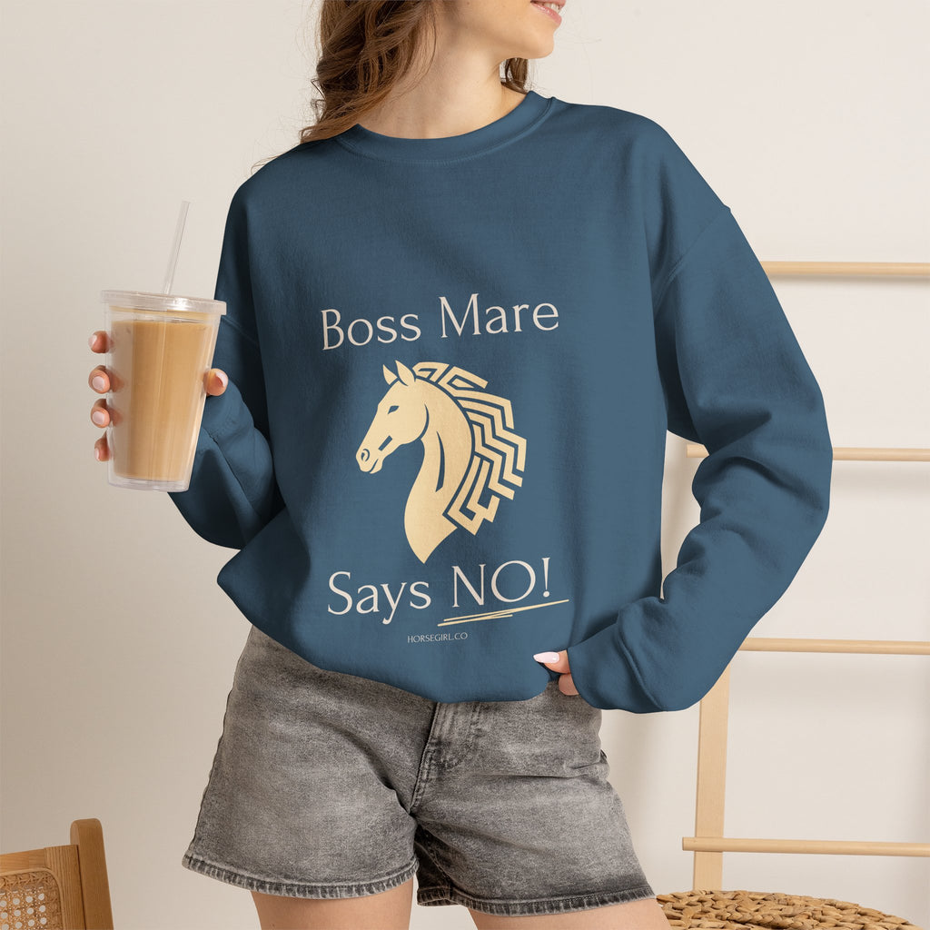 Boss Mare Says NO! Horse Lover Crewneck Sweatshirt