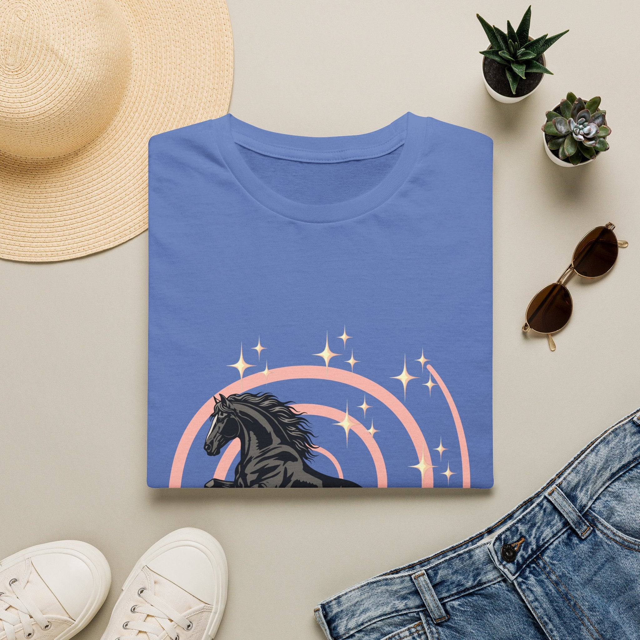 Black Horse Graphic T-Shirt — Majestic Stallion Retro Circle Design