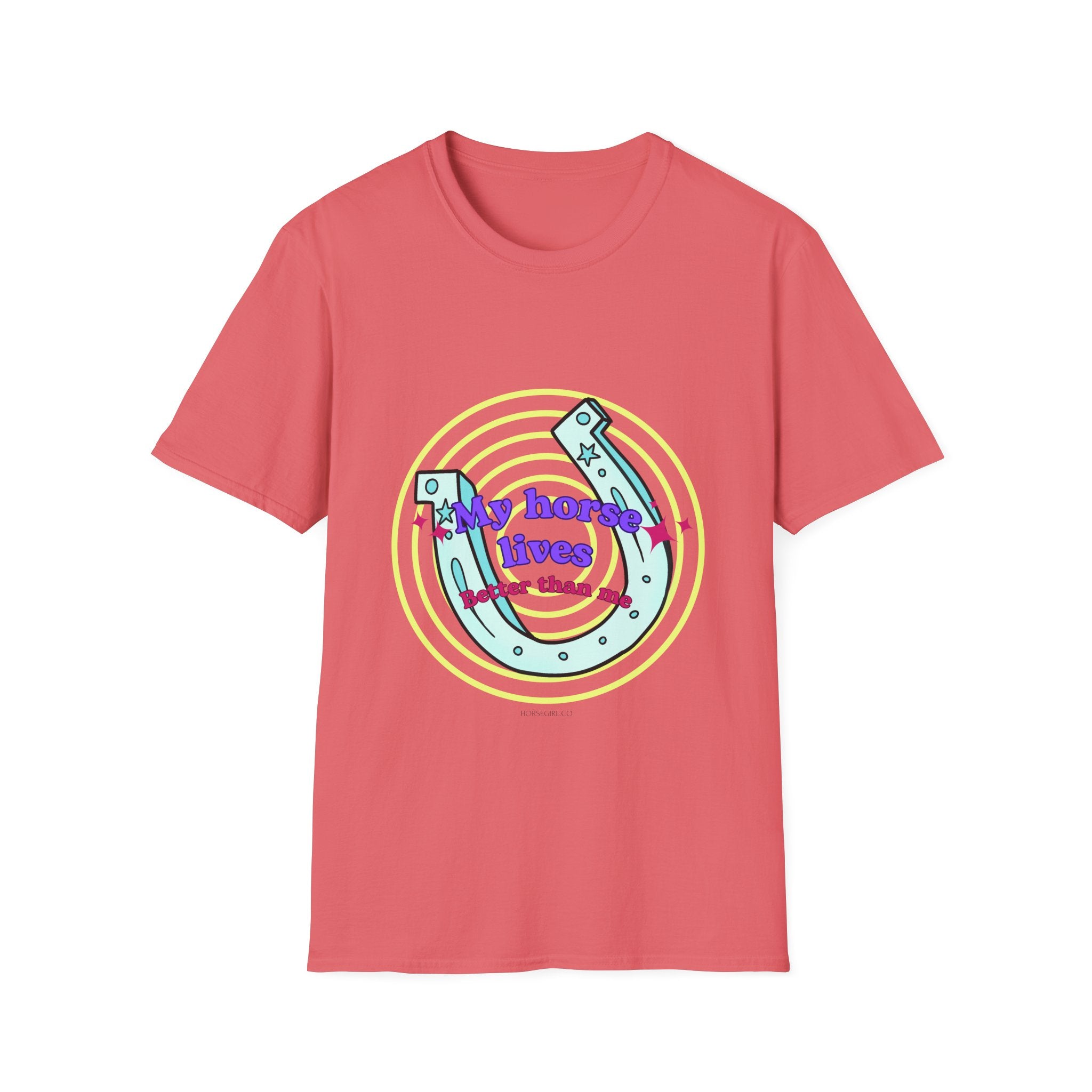 My Horse Lives Better Than Me  T-Shirt — Colorful Horseshoe Tee
