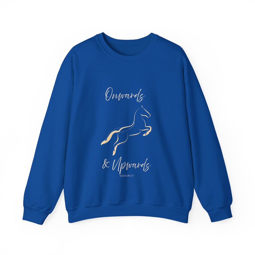 Minimal Gold Horse Outline Crewneck Sweatshirt - Motivational text - Onwards and Upwards