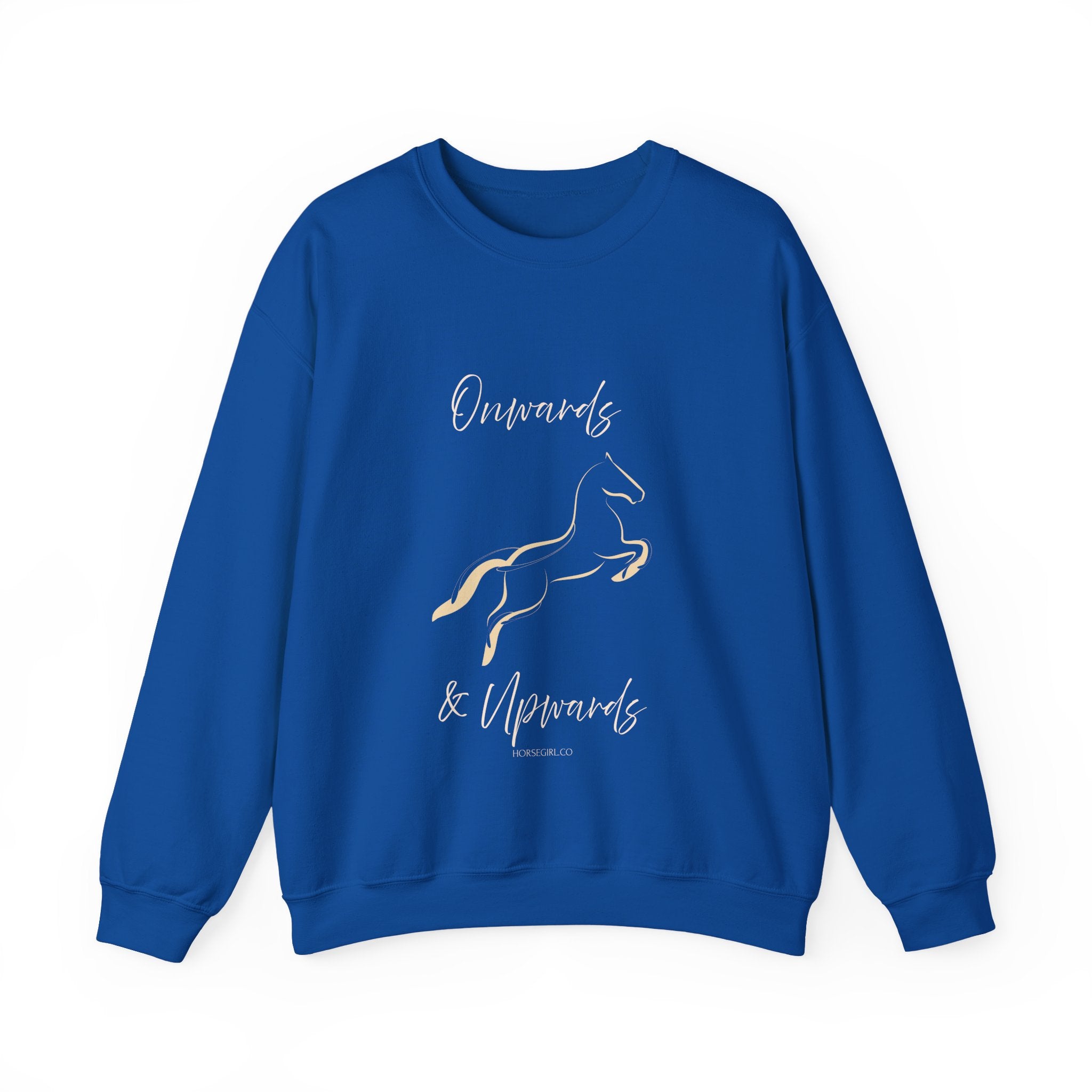 Minimal Gold Horse Outline Crewneck Sweatshirt - Motivational text - Onwards and Upwards