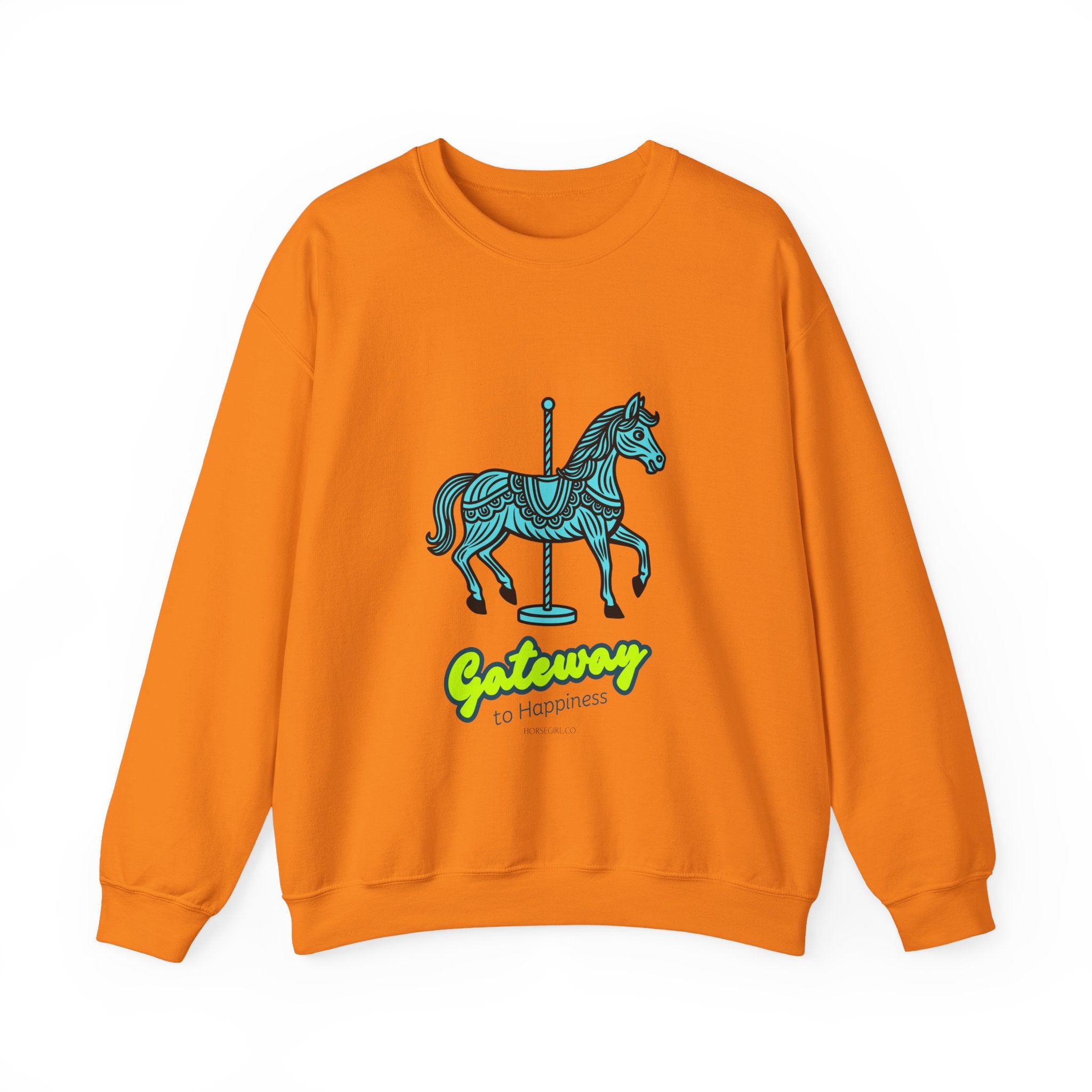 Carousel Horse Sweatshirt — "Gateway to Happiness" Graphic Crewneck