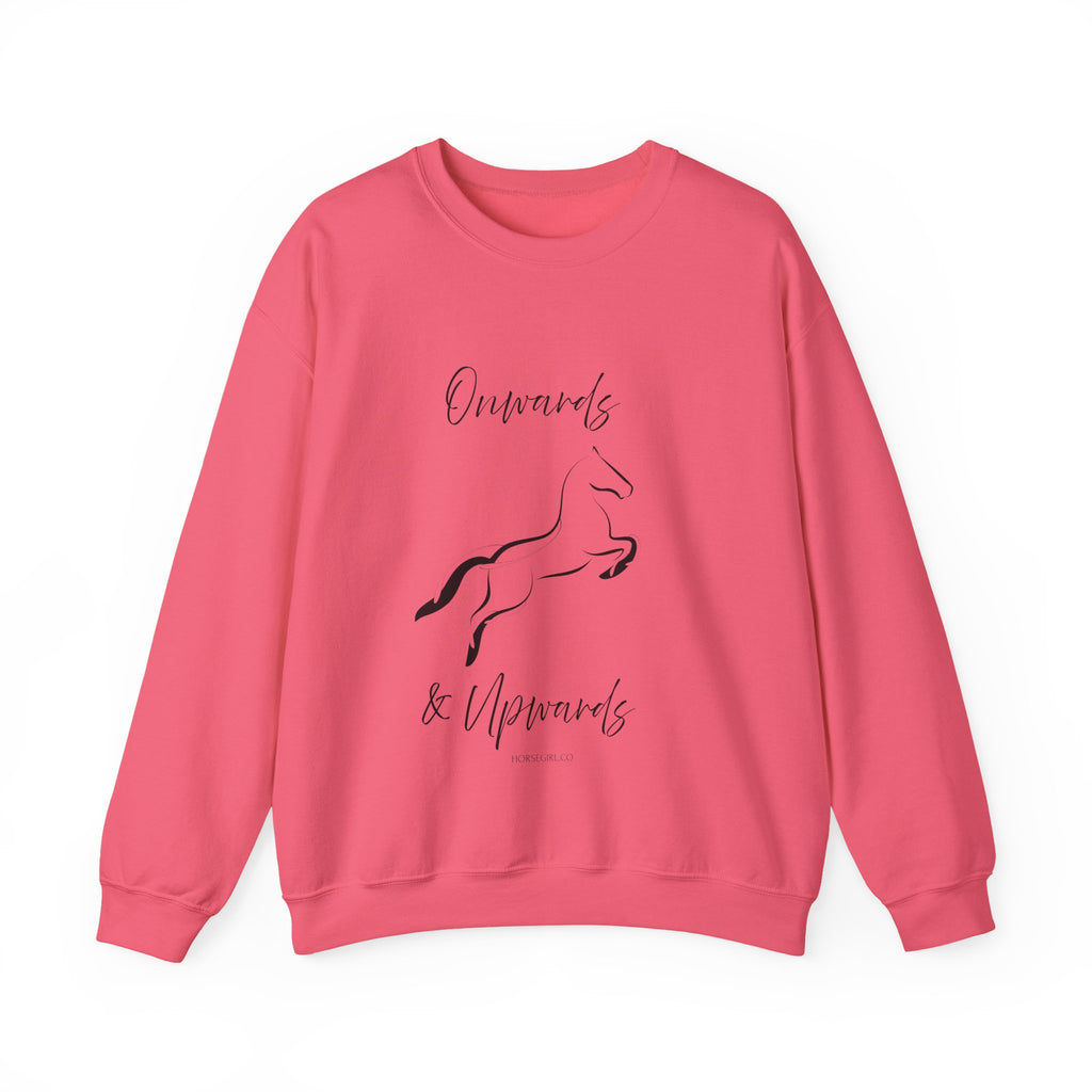 Leaping Horse Sweatshirt — ‘Onwards & Upwards’ Minimal Horse Graphic - Equestrian attire for women