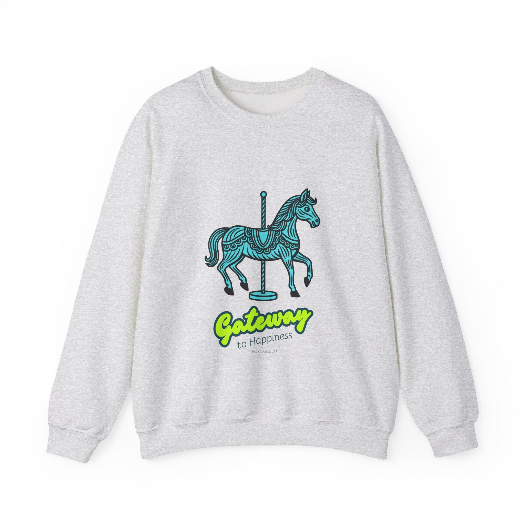 Carousel Horse Sweatshirt — "Gateway to Happiness" Graphic Crewneck
