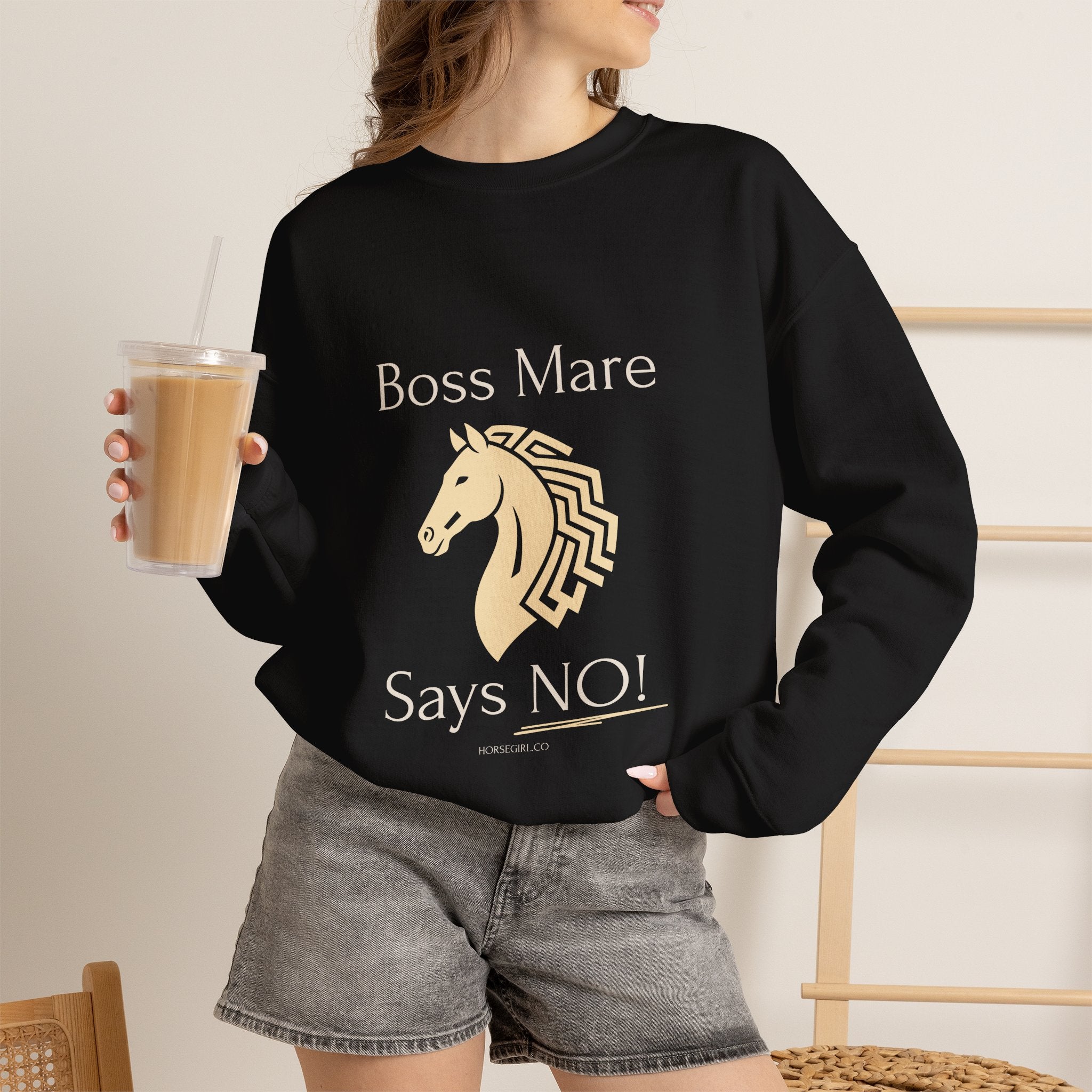 Boss Mare Says NO! Horse Lover Crewneck Sweatshirt