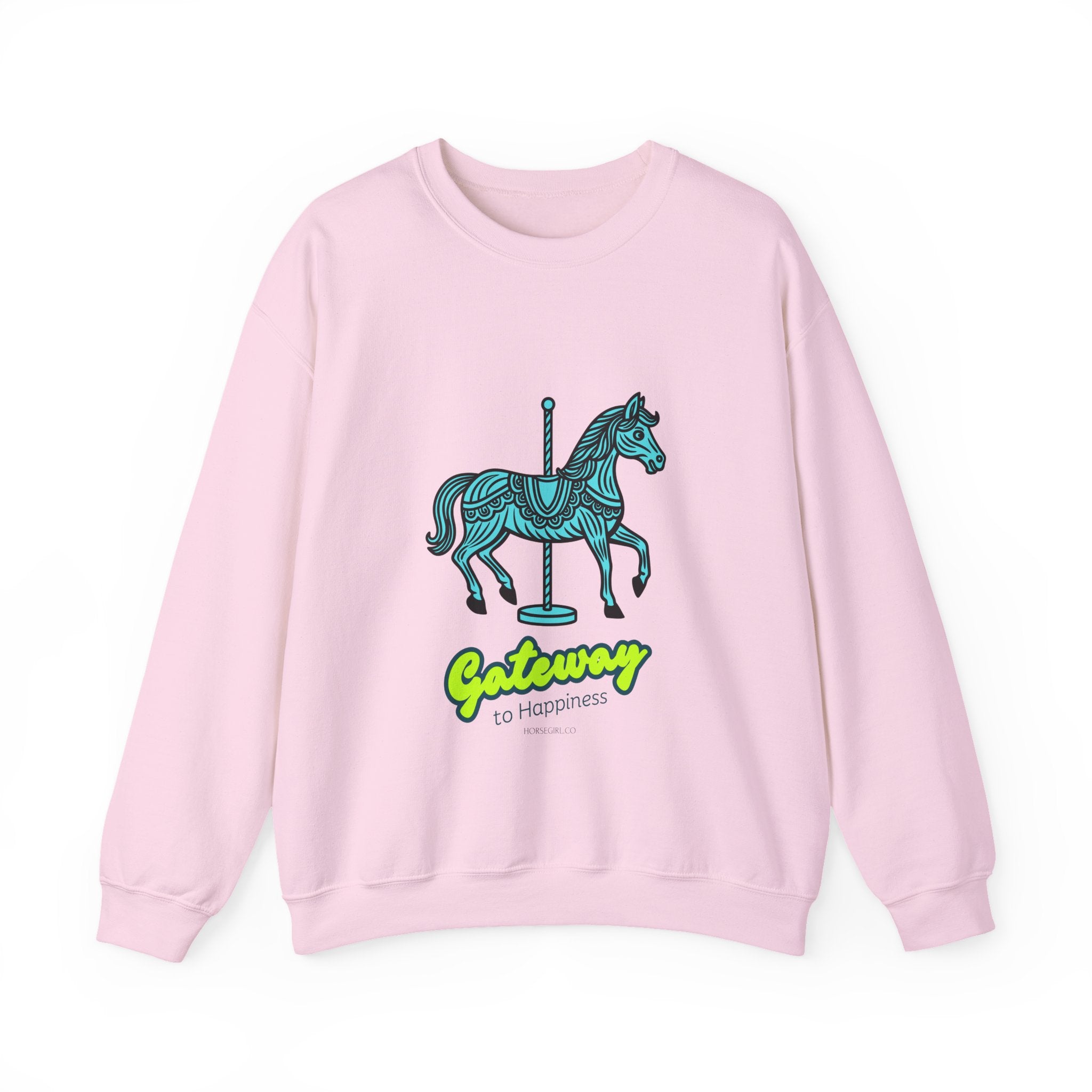 Carousel Horse Sweatshirt — "Gateway to Happiness" Graphic Crewneck